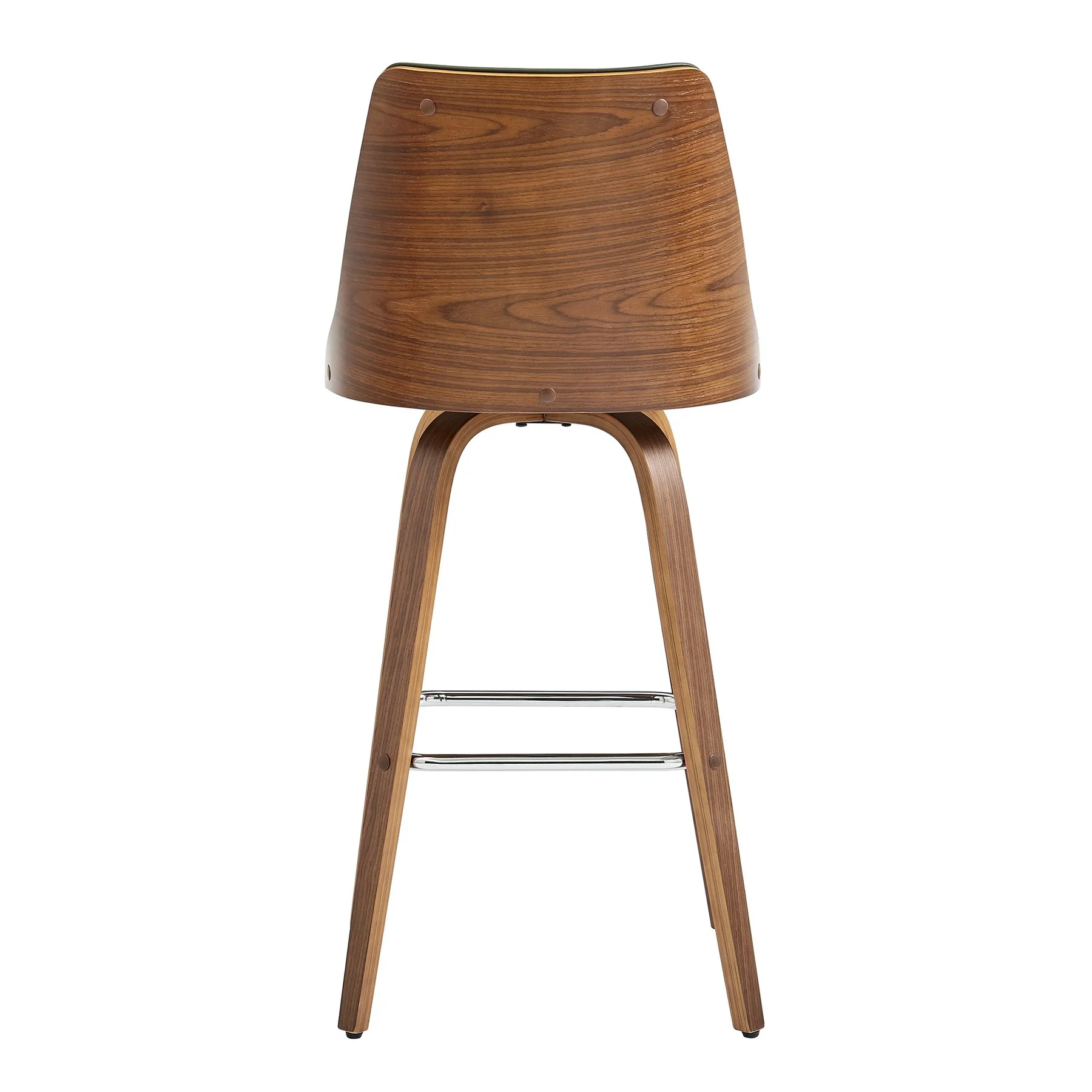 Nolte 26" Swivel Counter Stool in Gray Faux Leather and Walnut Wood - Image 5