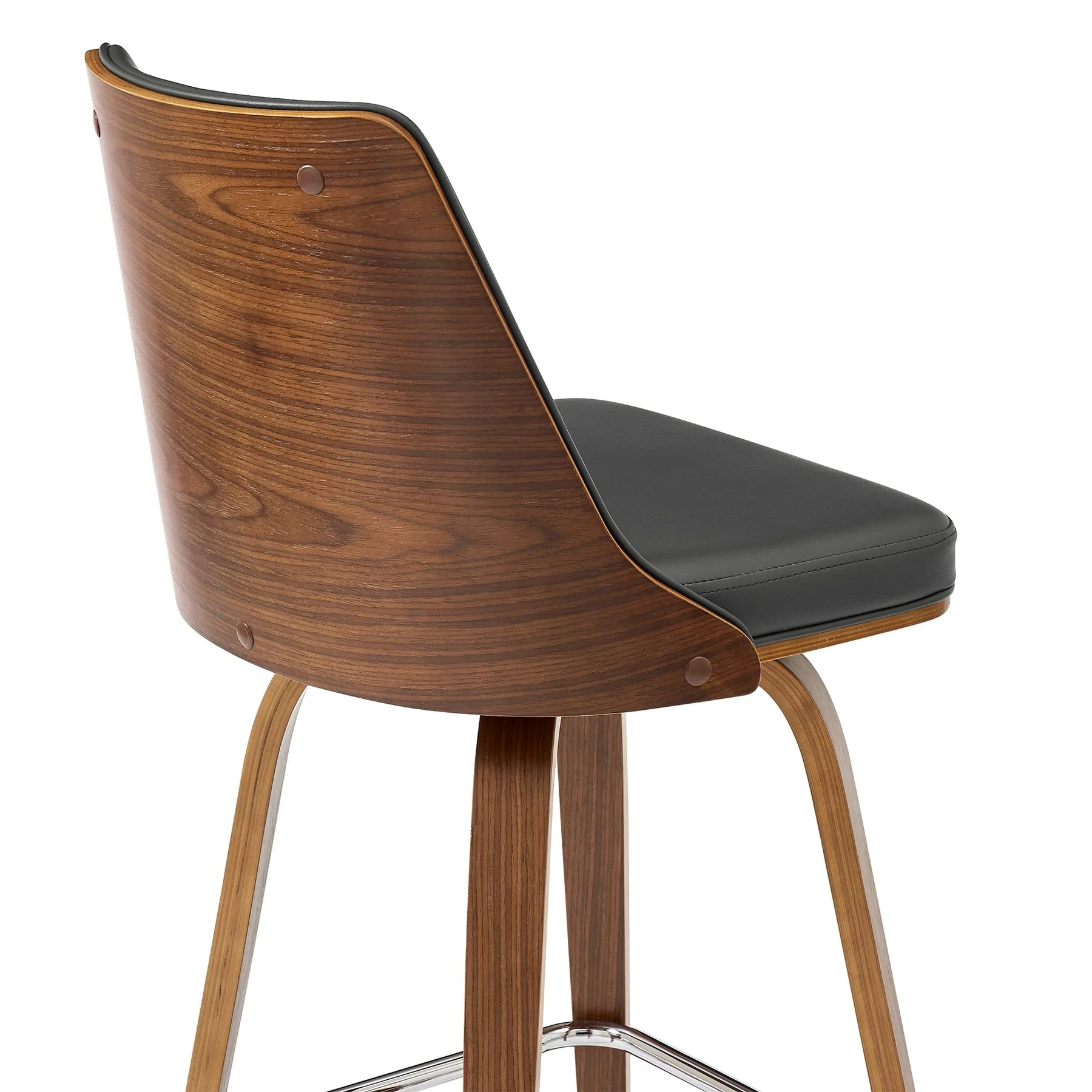 Nolte 26" Swivel Counter Stool in Gray Faux Leather and Walnut Wood - Image 7