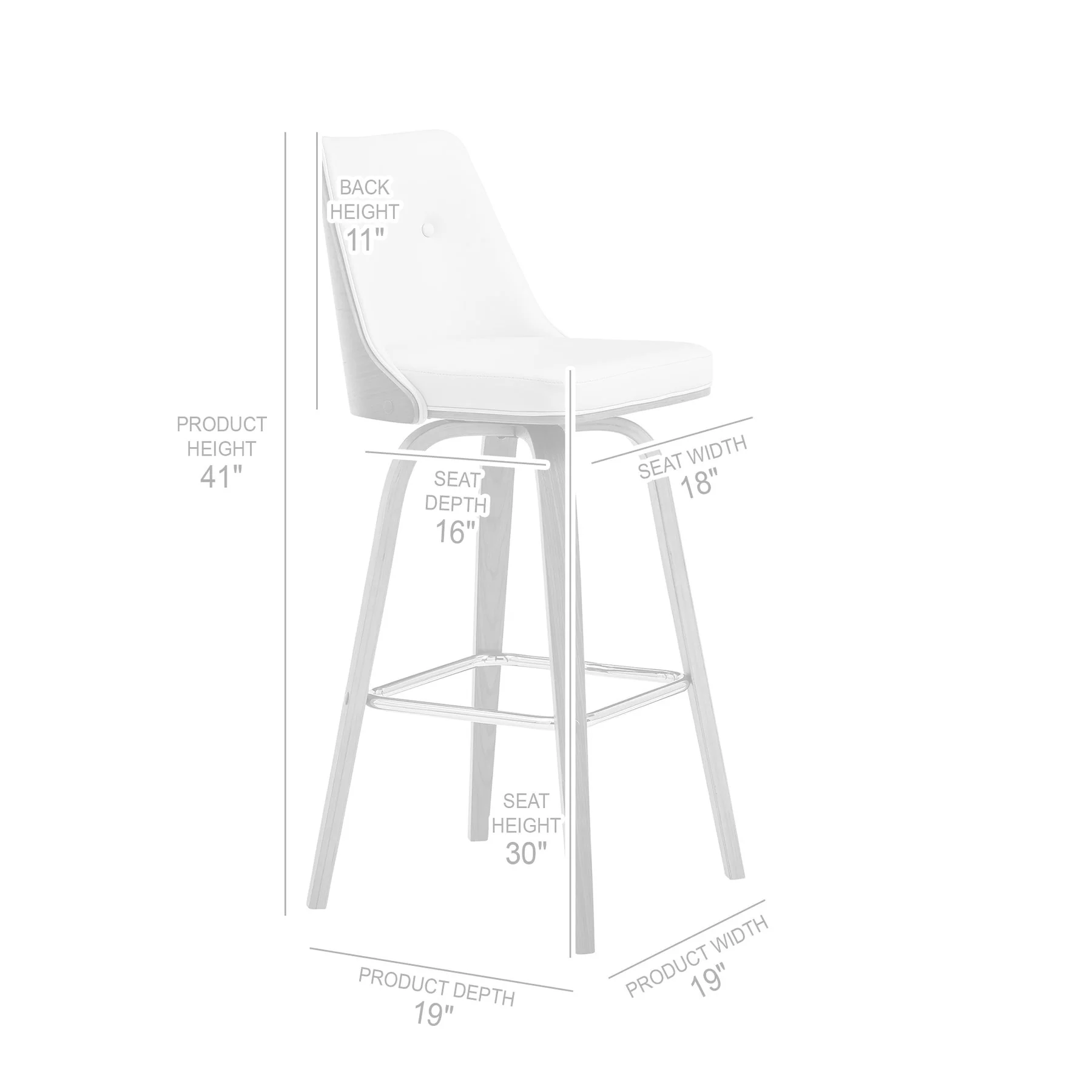Nolte 30" Swivel Bar Stool in Brown Faux Leather and Walnut Wood - Image 8
