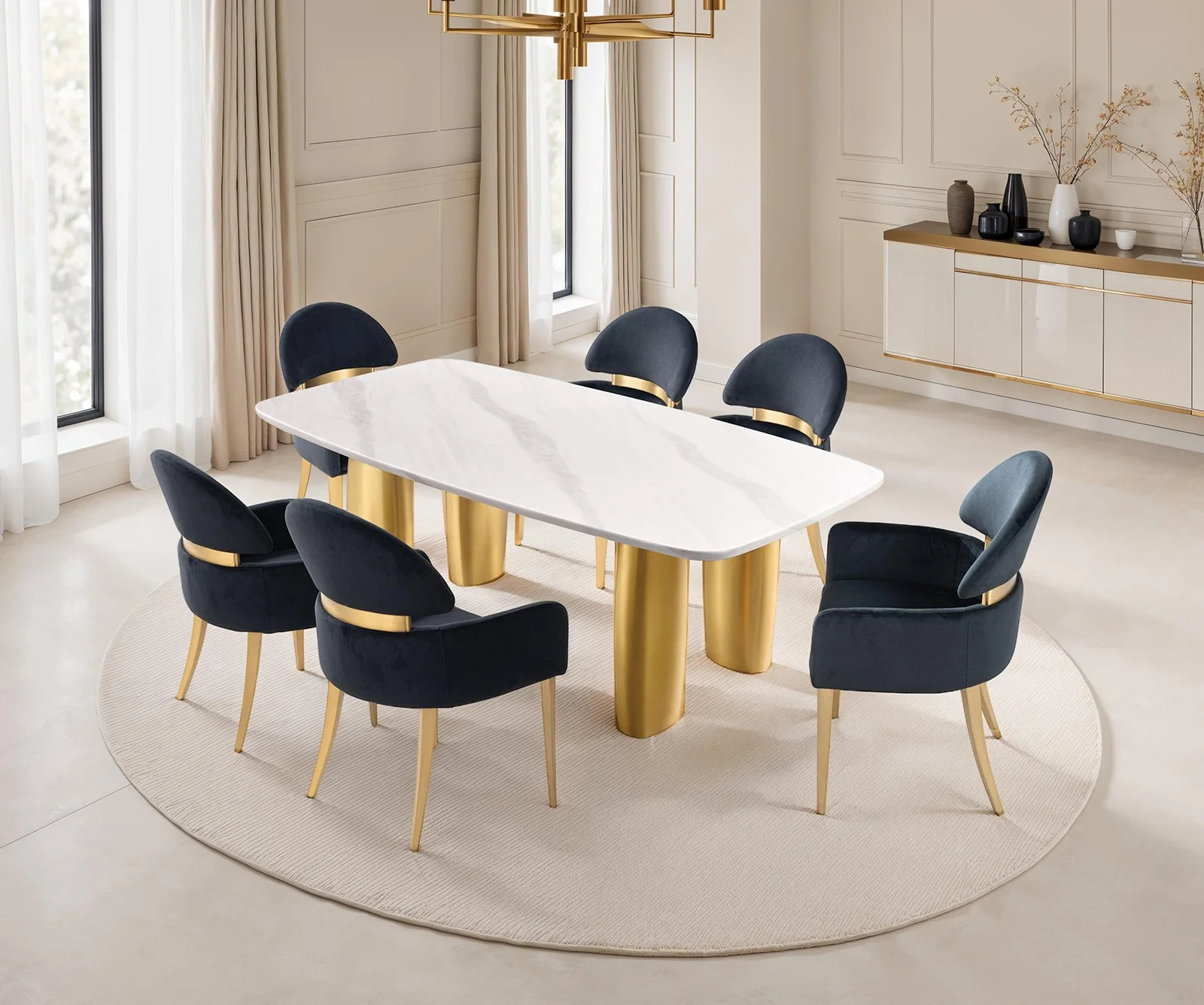Northall 7 Pc. Dining Table Set, Black Chair - Image 2