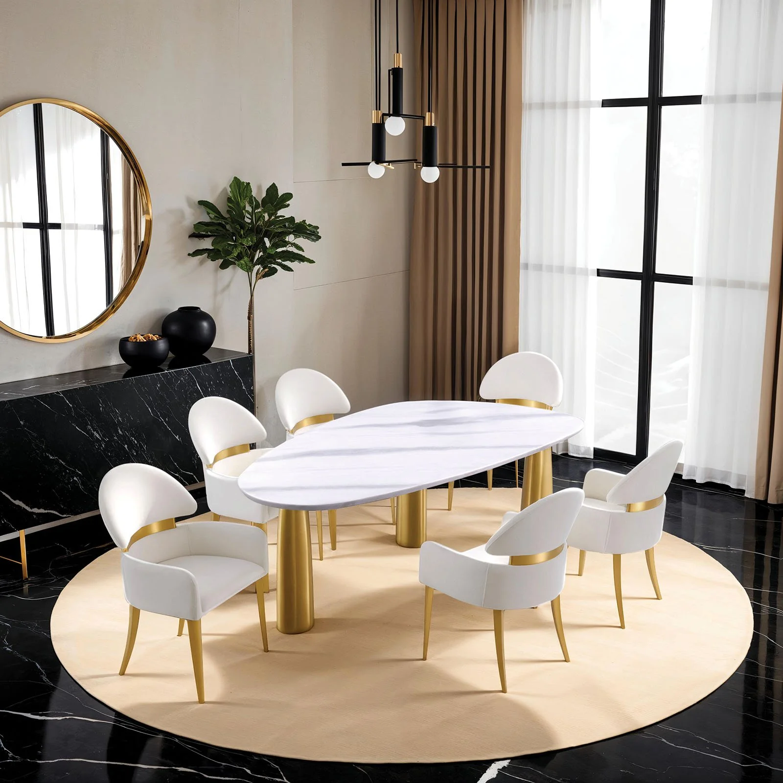 Northam 5 Pc. Dining Table Set, White Chair