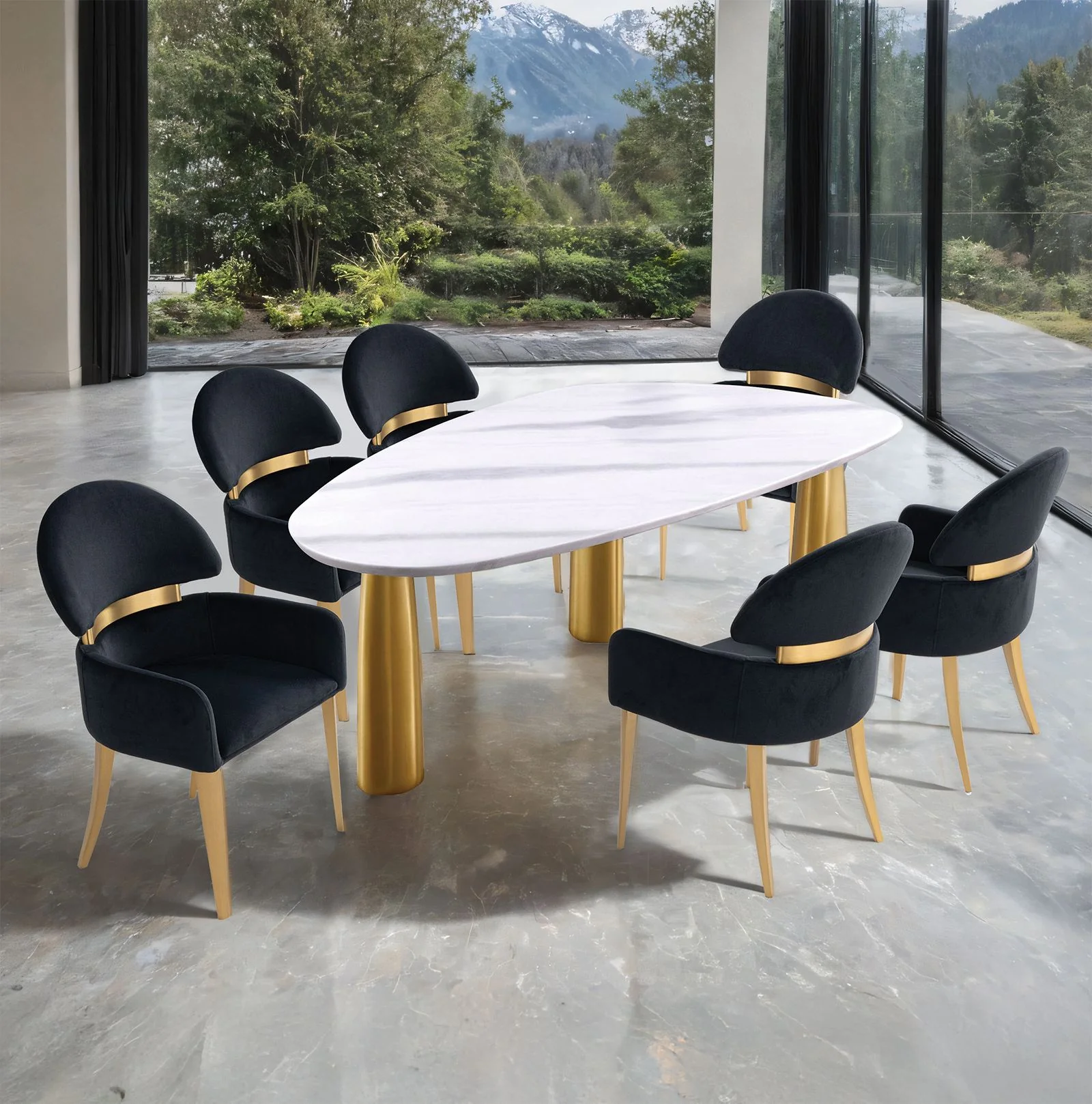 Northam 7 Pc. Dining Table Set, Black Chair