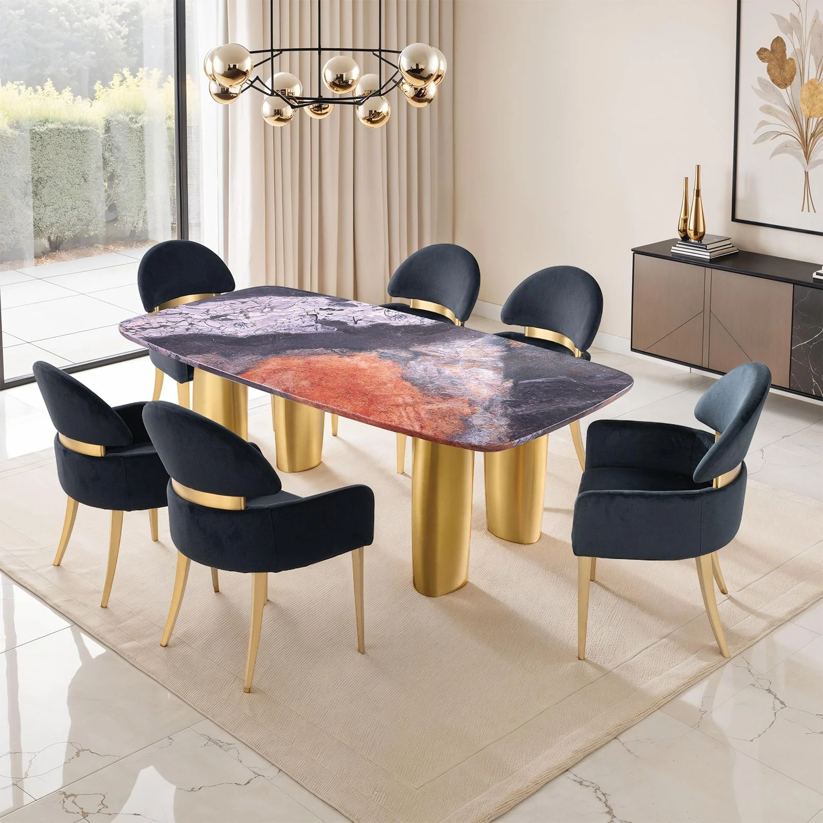 Northolt 7 Pc. Dining Table Set, Black Chair