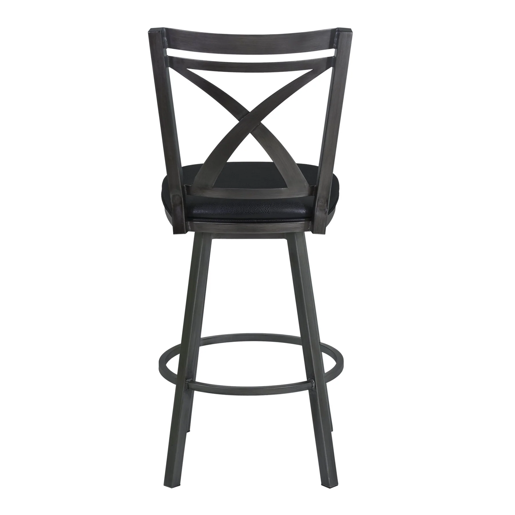 Nova 30" Bar Height Metal Swivel Barstool in Ford Black Pu and Mineral Finish - Image 2