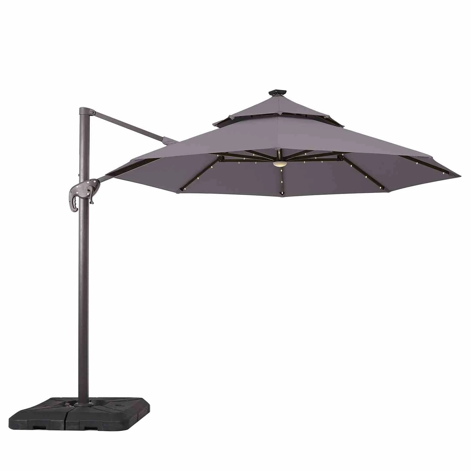 Nuti 10' Round Umbrella, LED Light, Gray