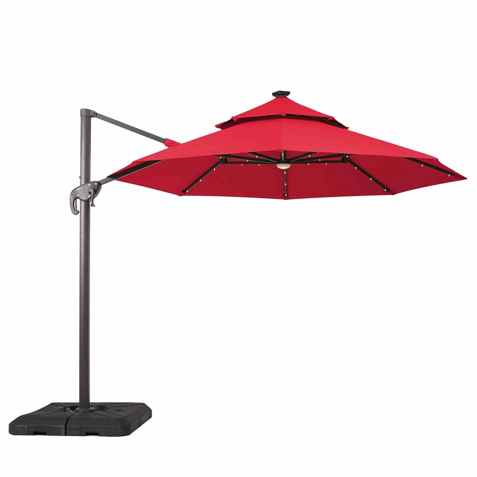 Nuti 10' Round Umbrella, LED Light, Red + Base