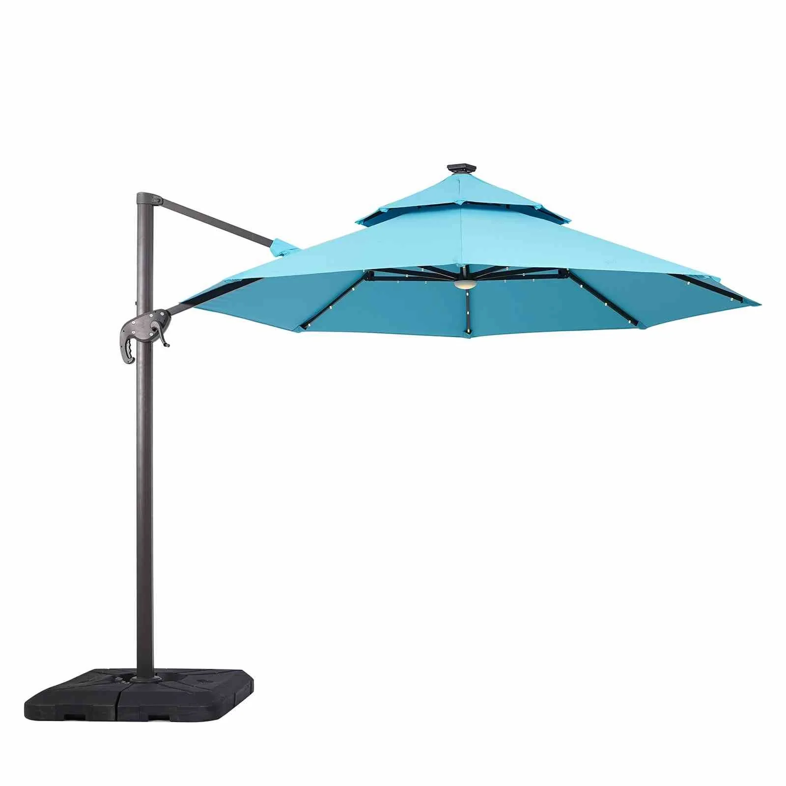 Nuti 10' Round Umbrella, LED Light, Teal + Base