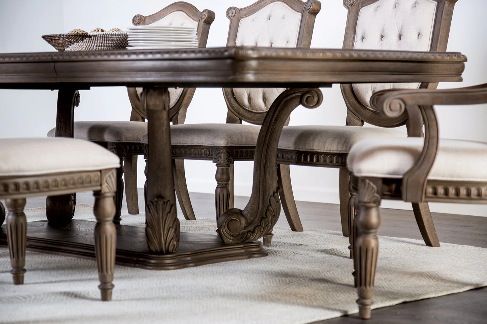 Oakham 9 Pc. Dining Table Set (2AC+6SC) - Image 4