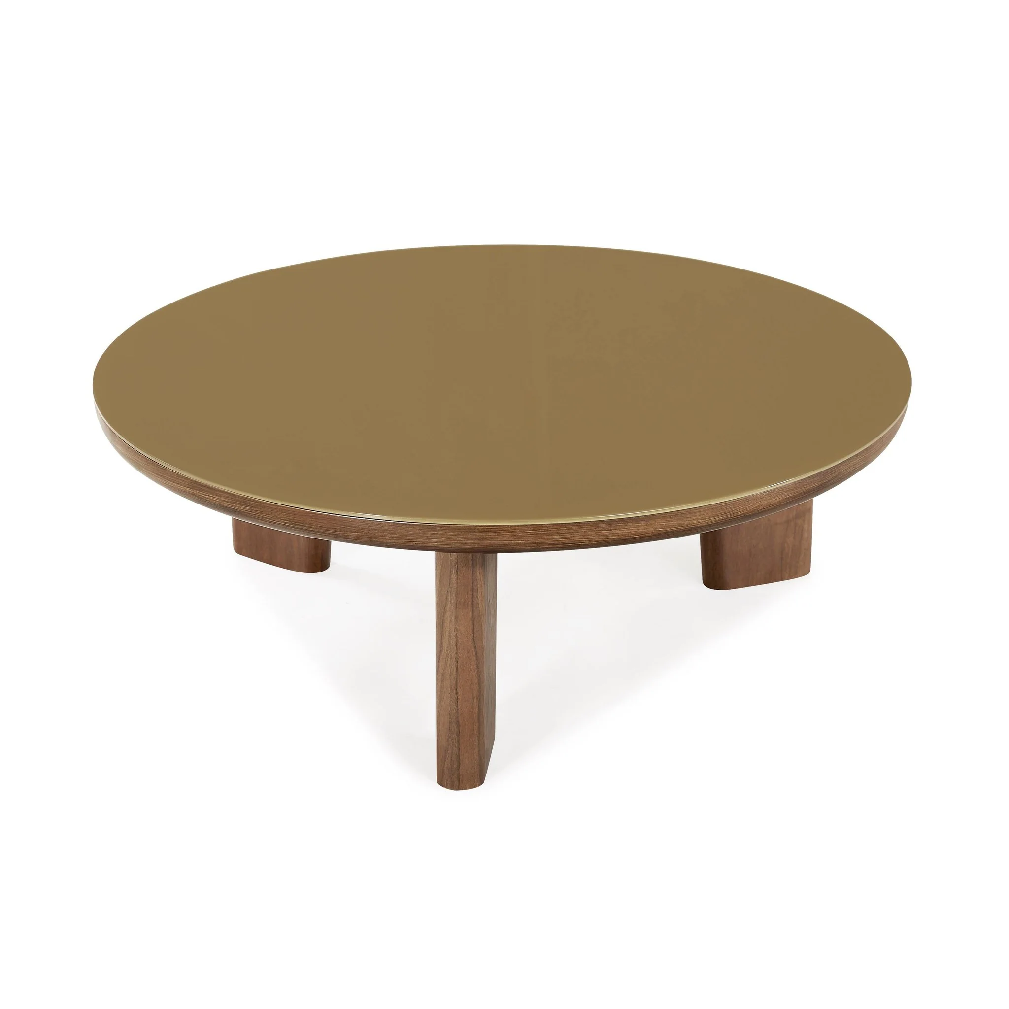 Oani Walnut and Glass Round Coffee Table - Image 3
