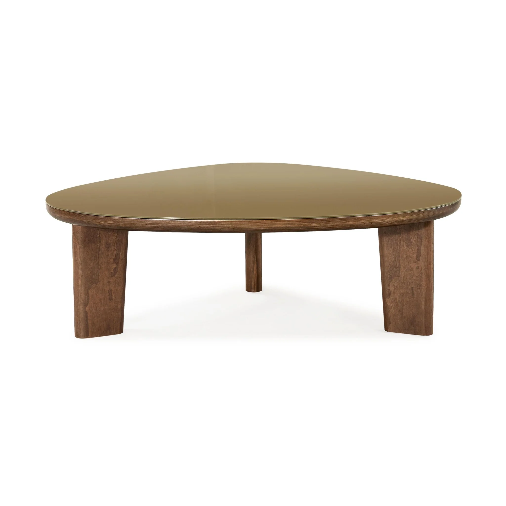 Oani Walnut and Glass Triangular Coffee Table - Image 4