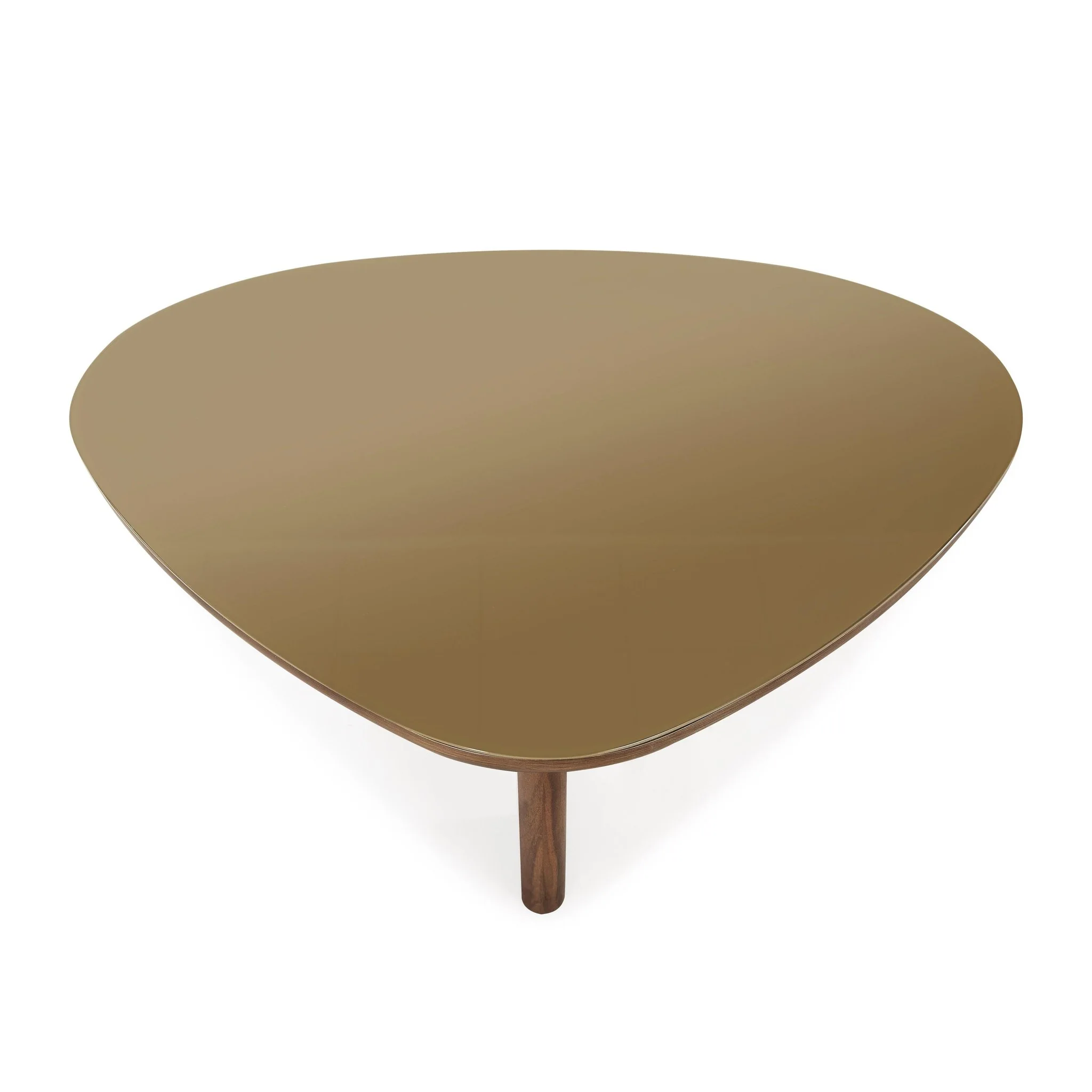 Oani Walnut and Glass Triangular Coffee Table - Image 5