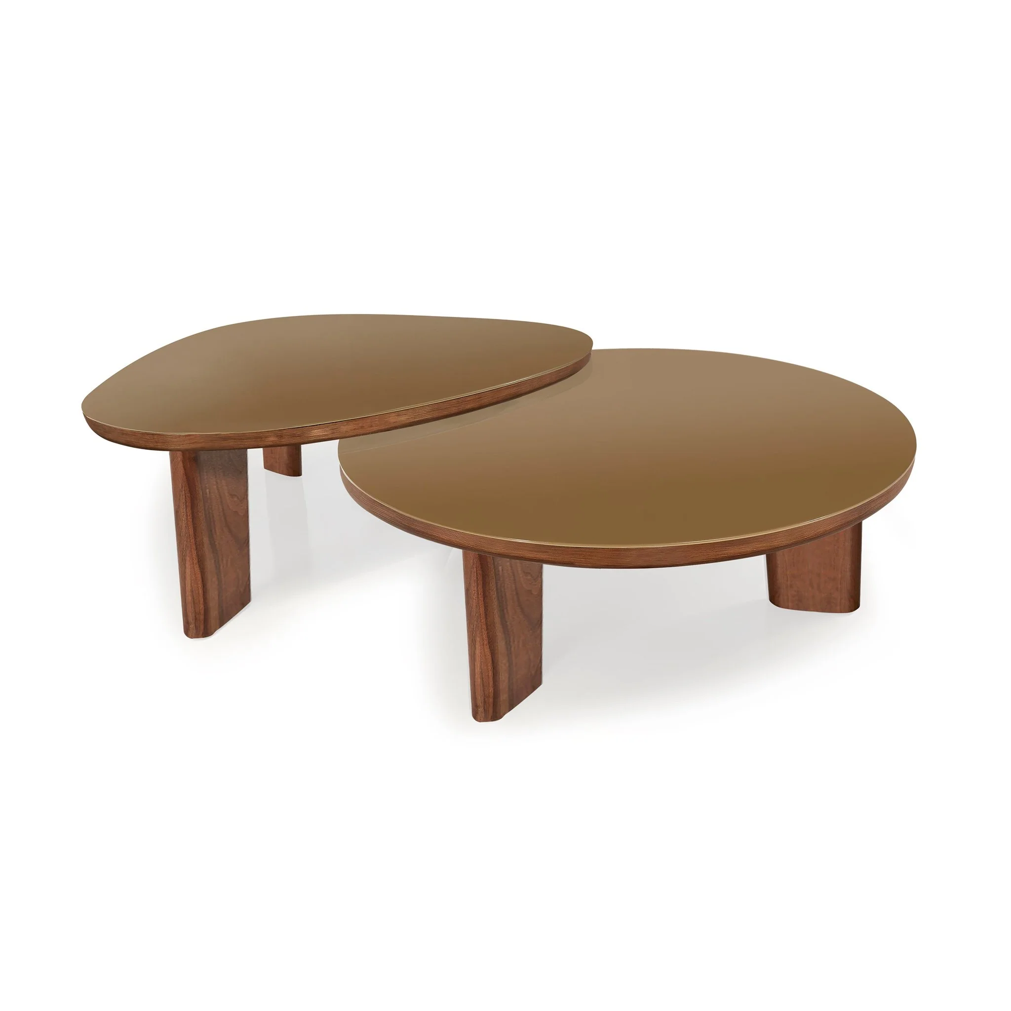 Oani Walnut and Glass Triangular Coffee Table - Image 9