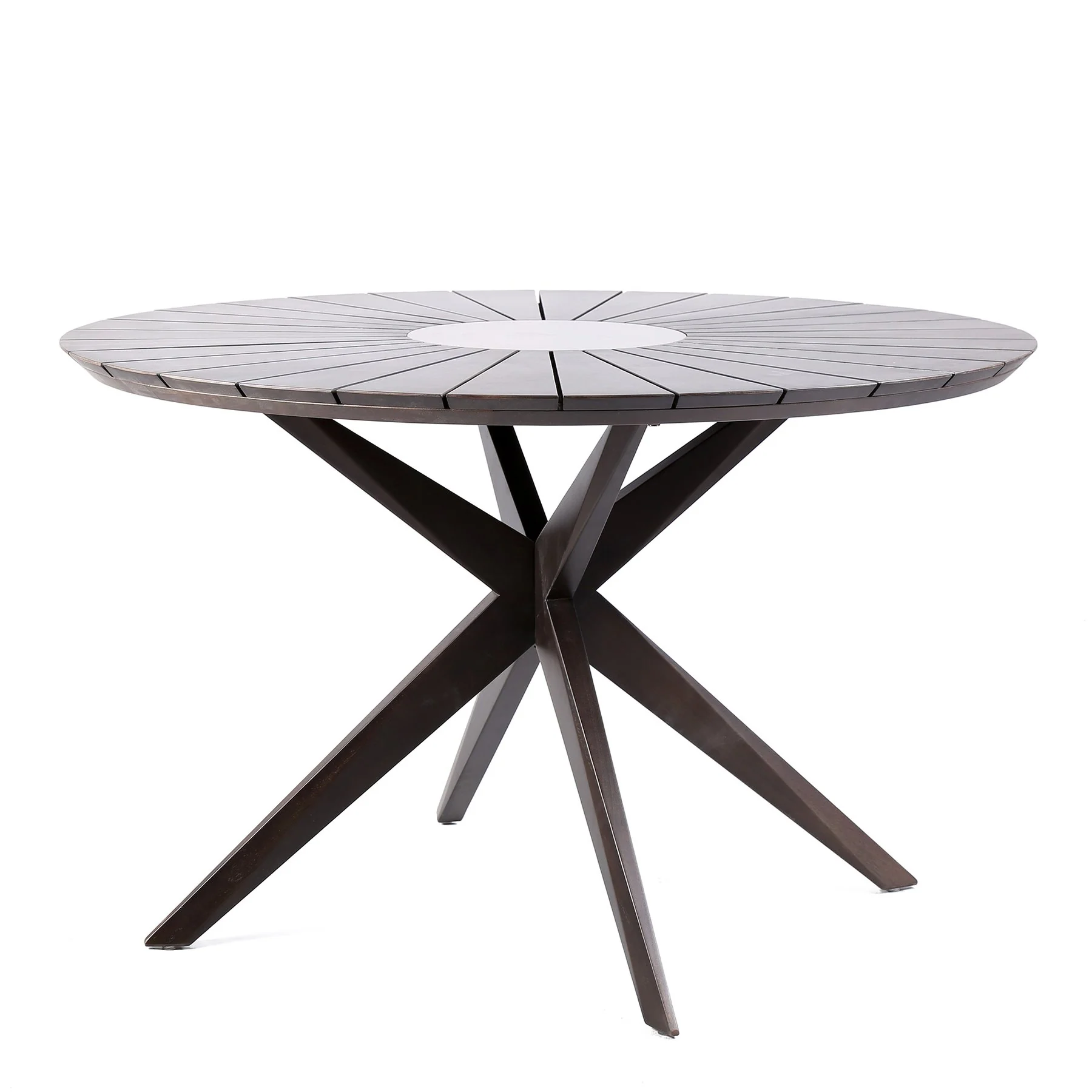 Oasis and Brielle Outdoor 5 Piece Dark Eucalyptus and Stone Dining Set - Image 5