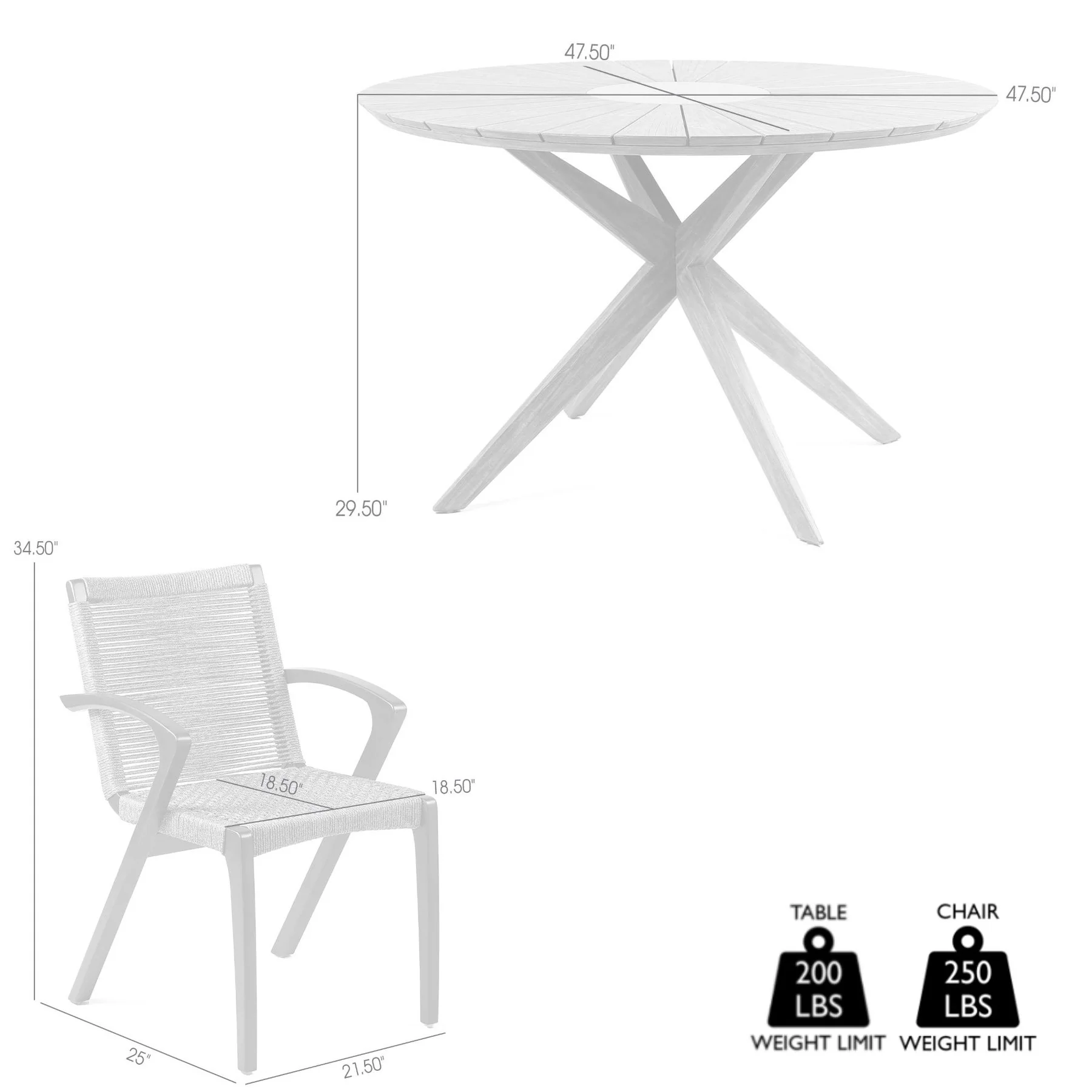 Oasis and Brielle Outdoor 5 Piece Dark Eucalyptus and Stone Dining Set - Image 8