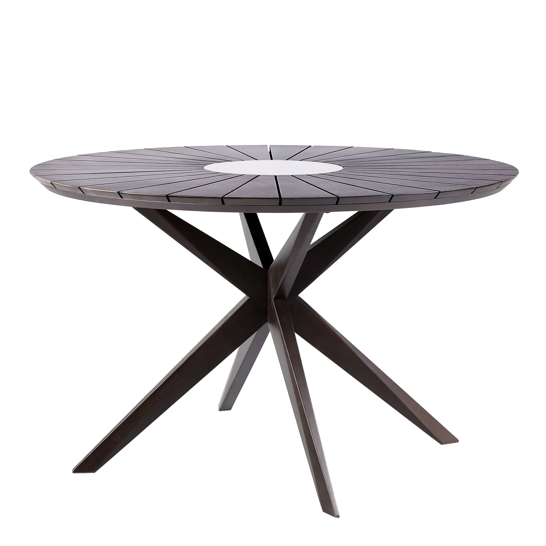 Oasis Outdoor Dark Eucalyptus Wood and Stone Round Dining Table