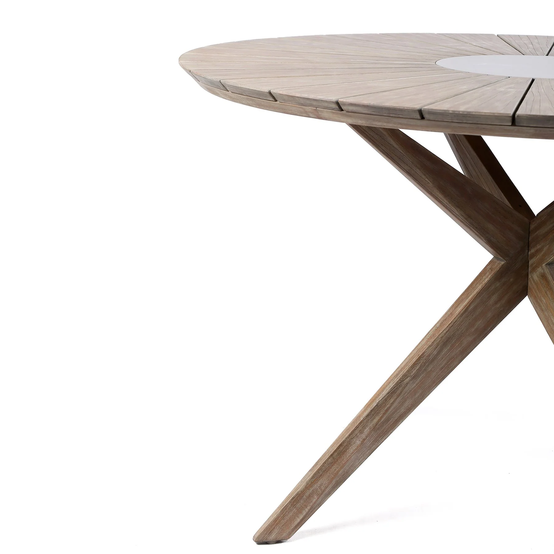 Oasis Outdoor Light Eucalyptus Wood and Stone Round Dining Table - Image 2