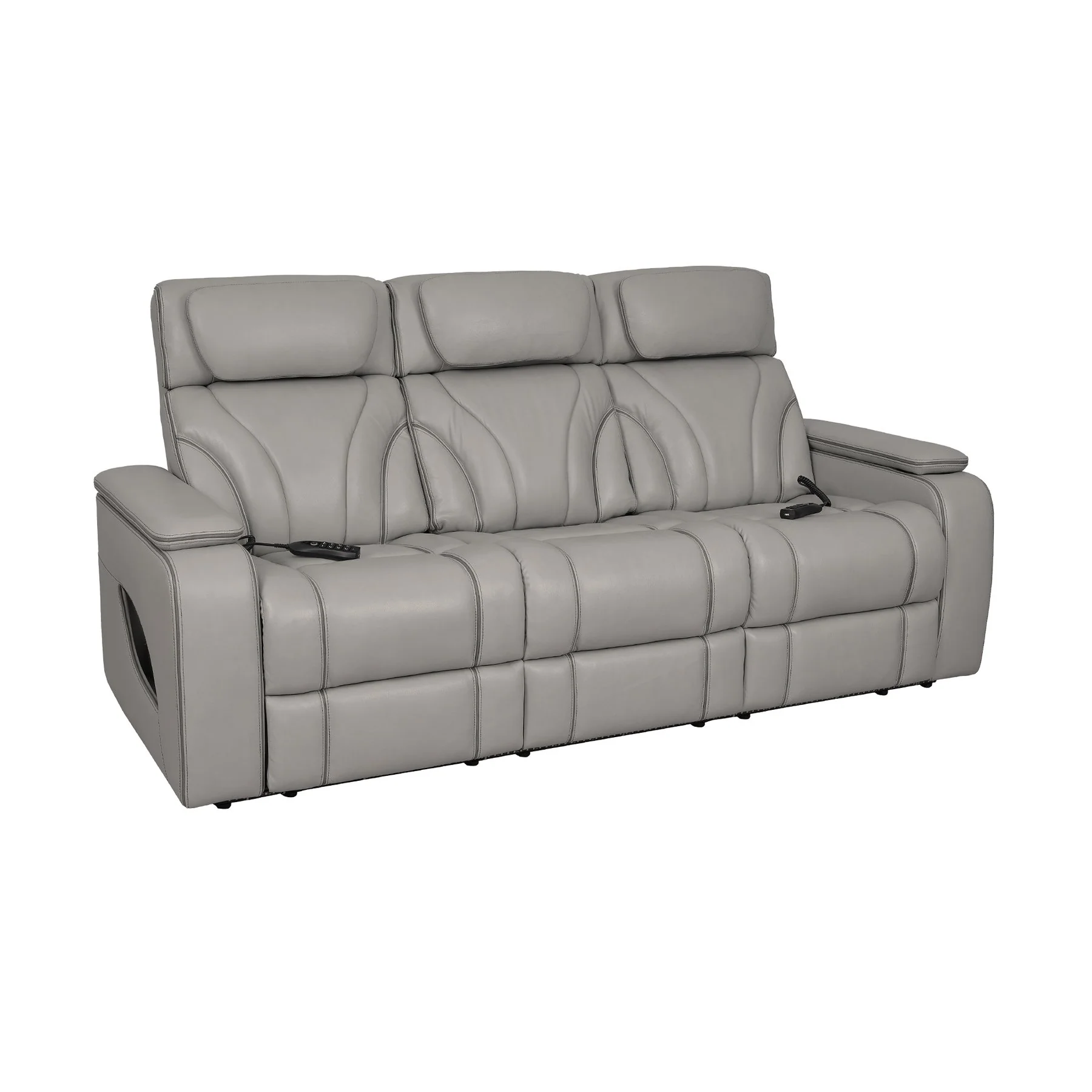 Octavia 86" Zero Gravity Power Reclining Sofa with Heat and Massage in Silver and Gray Leather - Image 5