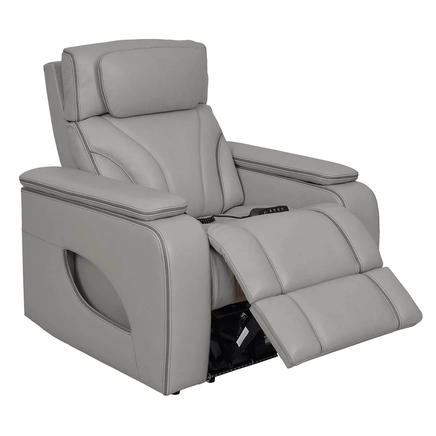 Octavia Zero Gravity Power Recliner with Heat and Massage in Silver and Gray Leather - Image 7