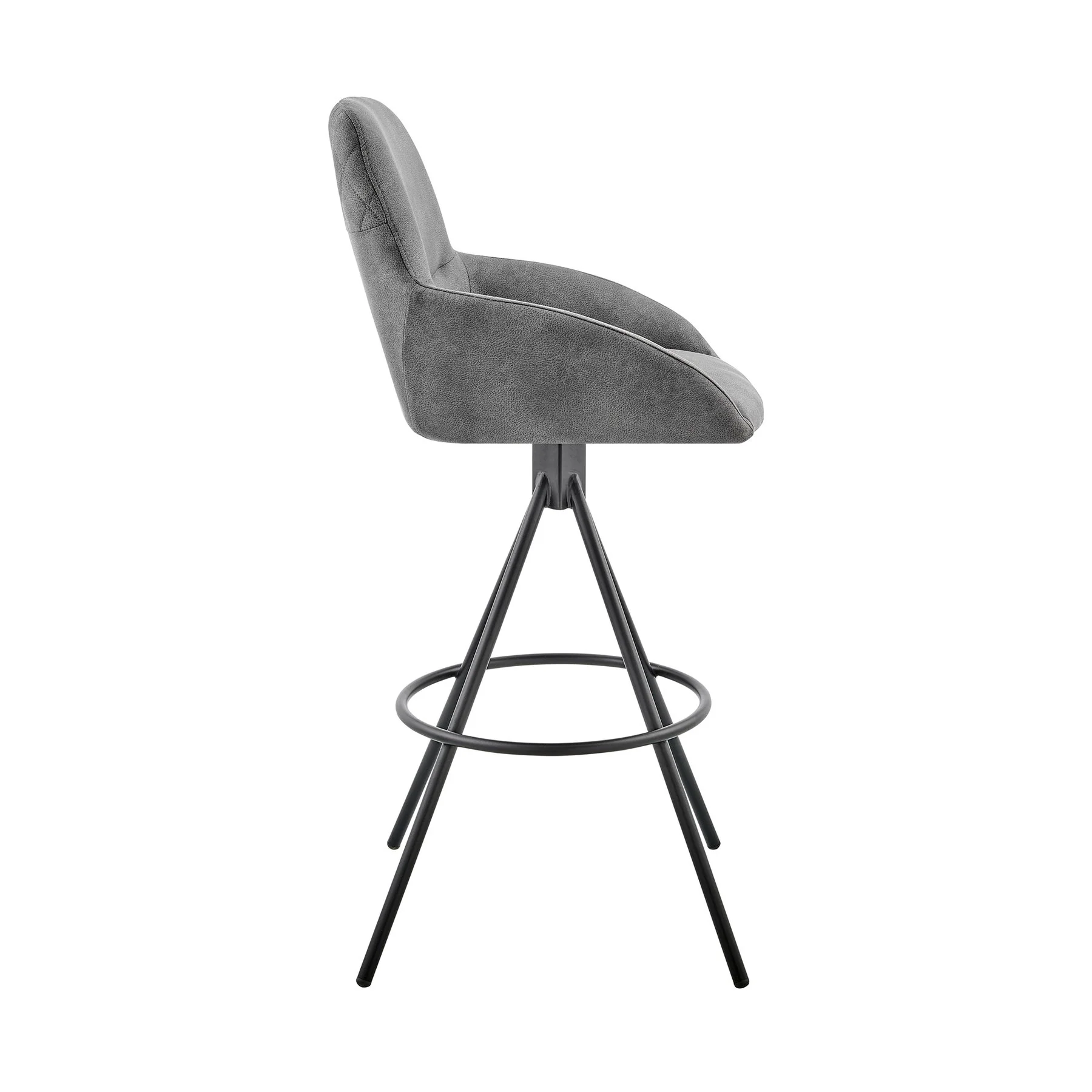 Odessa 26" Counter Height Bar Stool in Charcoal Fabric and Black Finish - Image 3