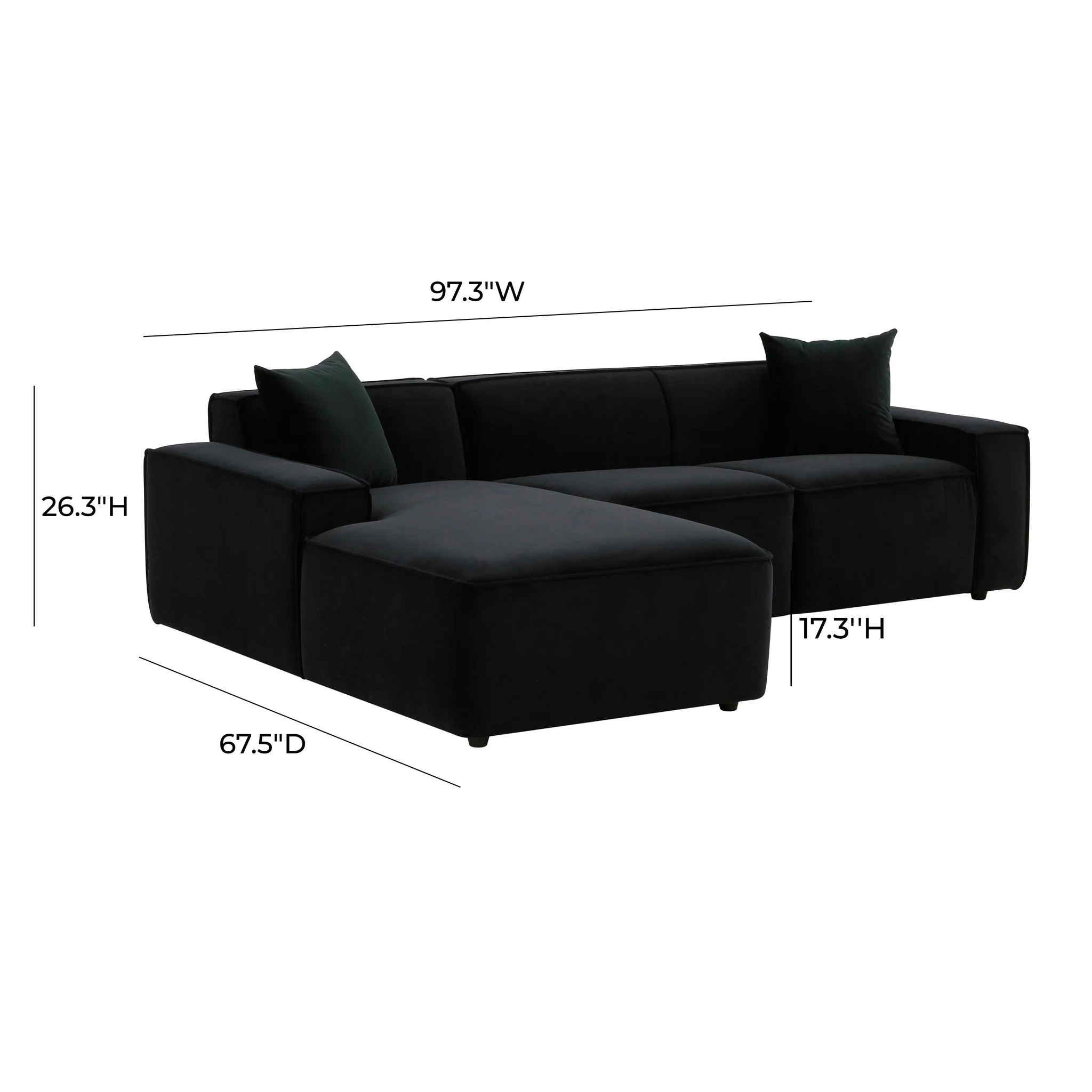 Olafur Black Velvet Sectional - LAF - Image 7