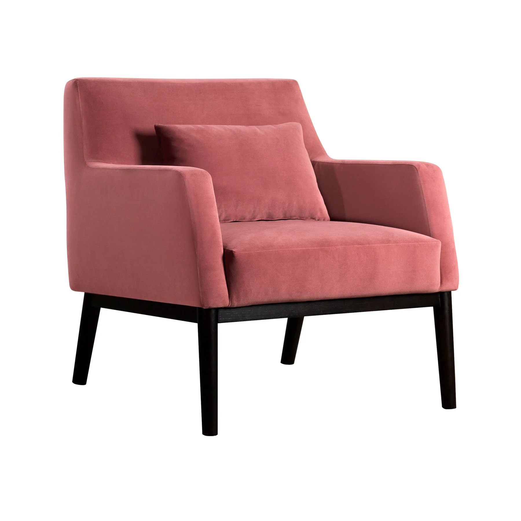Oliver Pink Velvet Modern Accent Chair with Wood Legs