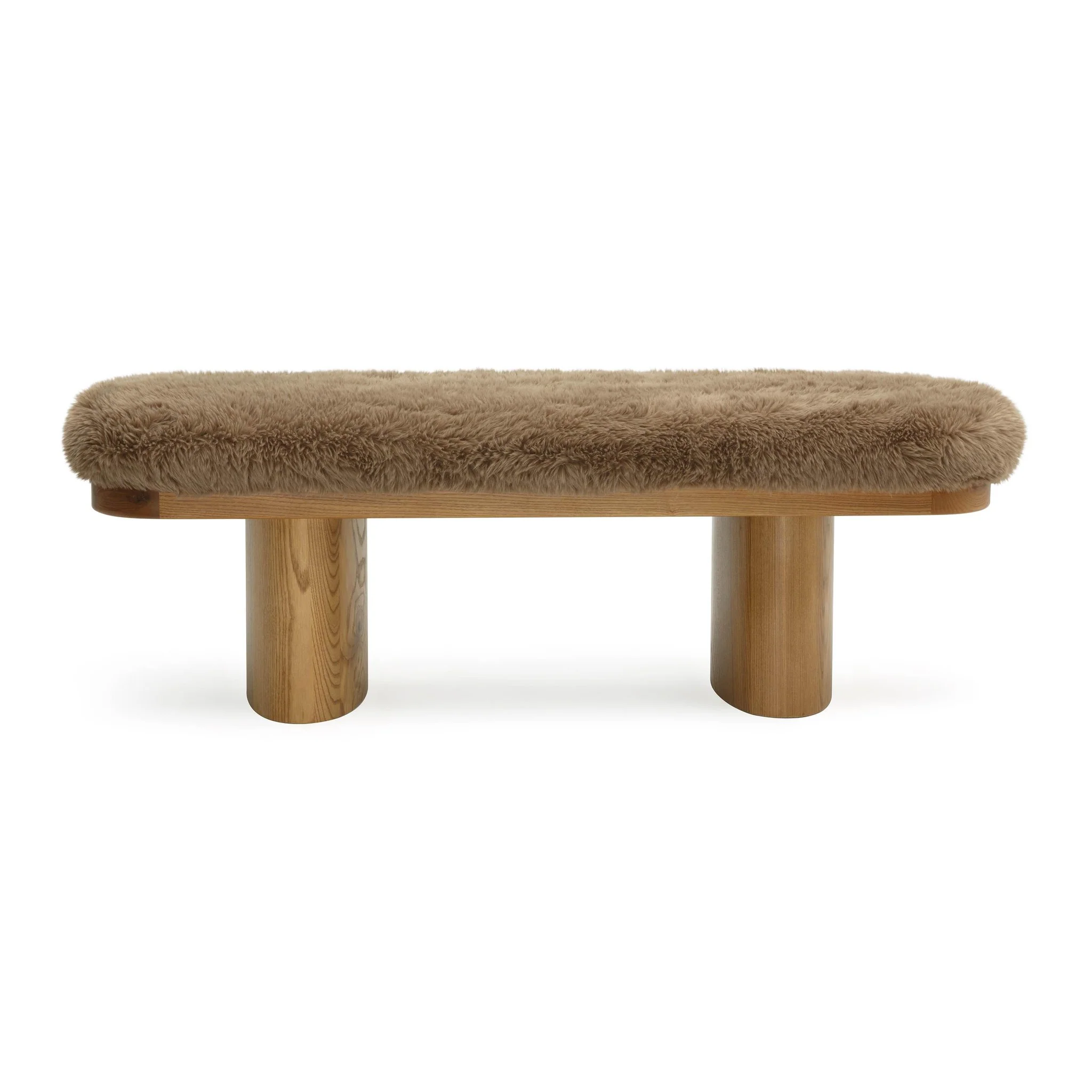 Ollie Taupe Straight Vegan Shearling Bench - Image 3