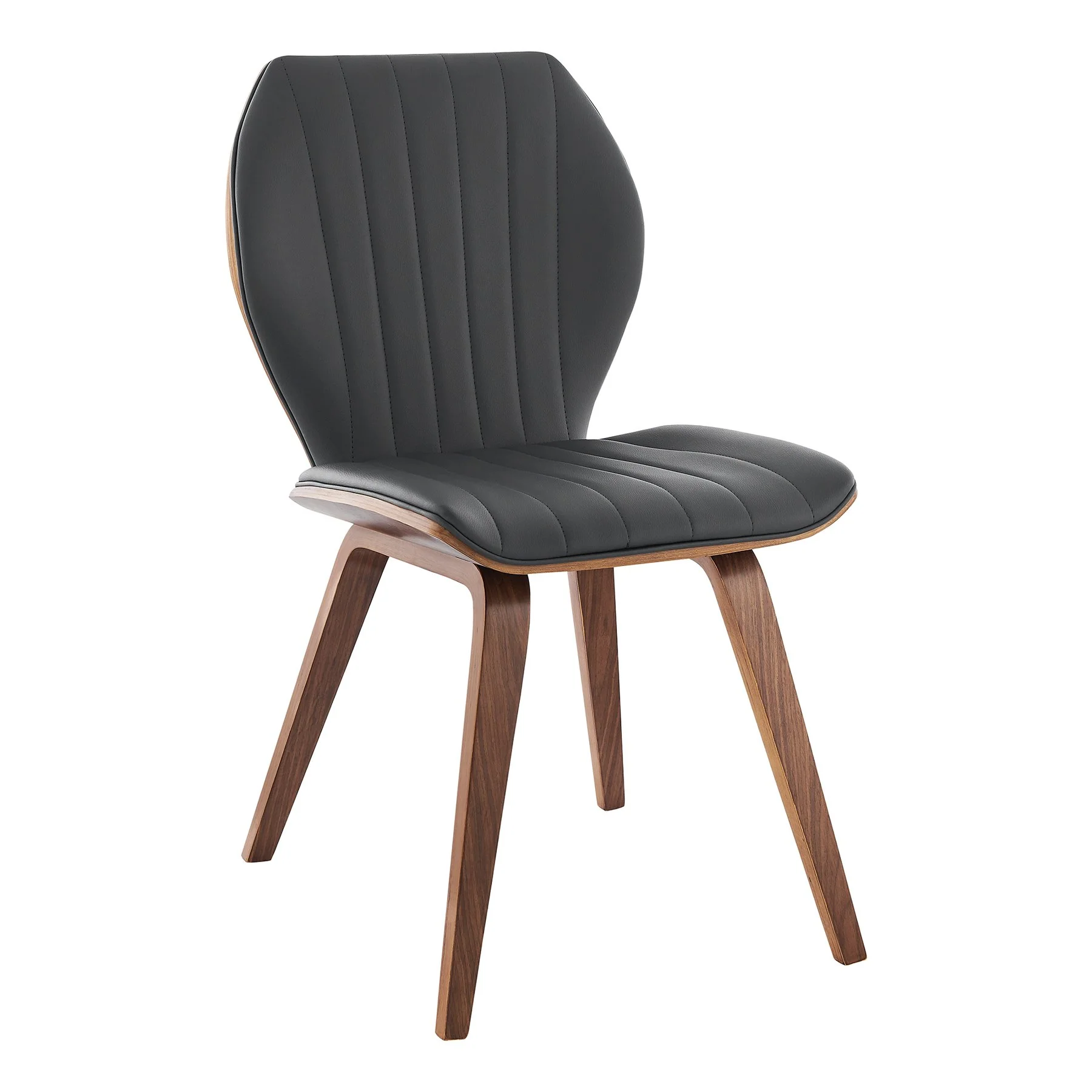 Ontario Gray Faux Leather and Walnut Wood Dining Chairs - Set of 2 - Image 2