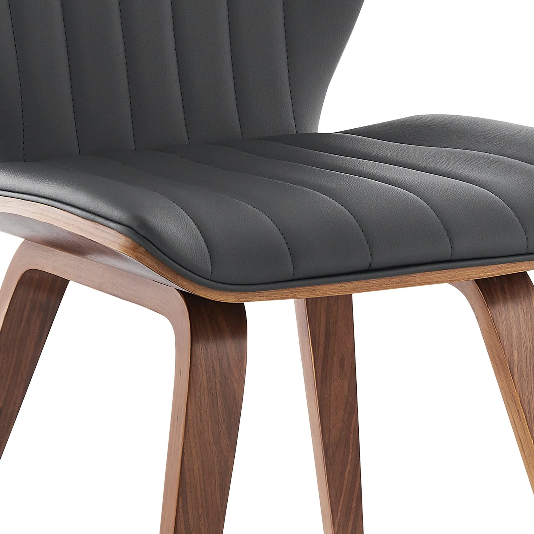 Ontario Gray Faux Leather and Walnut Wood Dining Chairs - Set of 2 - Image 6