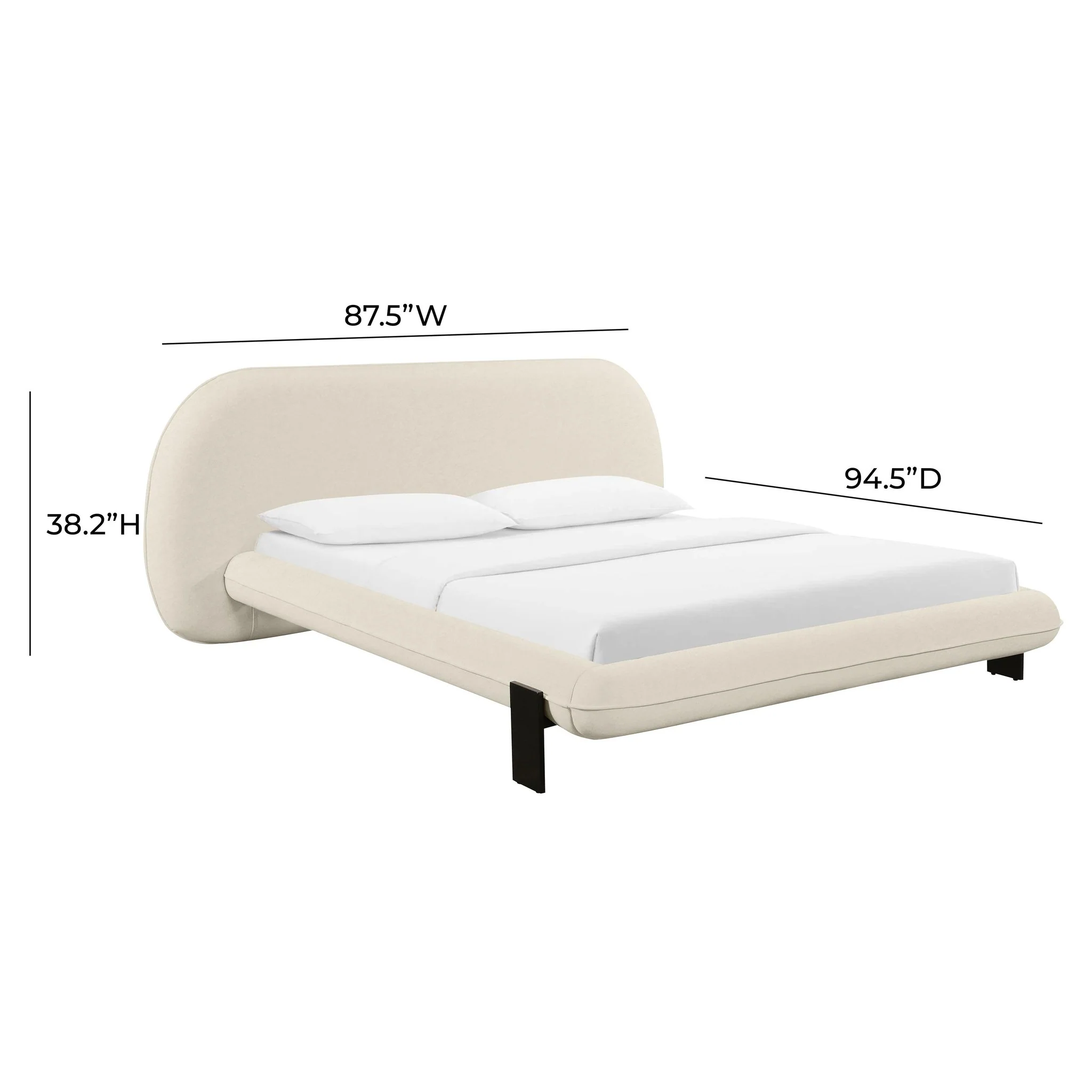 Ophelia Cream Faux Wool Queen Bed - Image 6