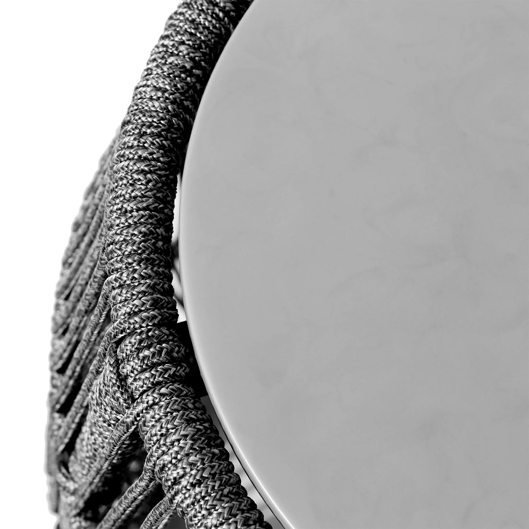 Opus Indoor Outdoor Garden Stool End Table in Gray Rope and Gray Superstone - Image 3