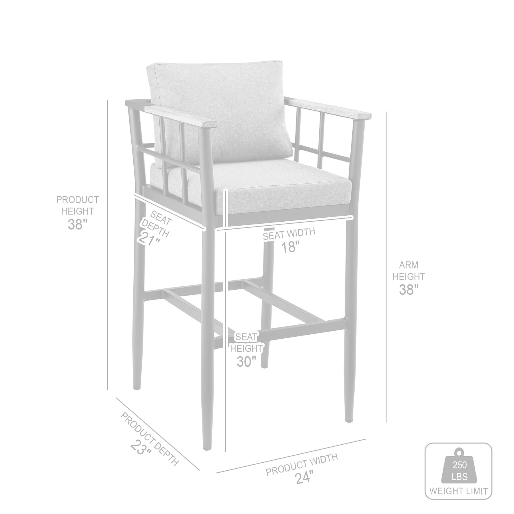 Orlando Outdoor Patio 5-Piece Bar Table Set in Aluminum with Gray Cushions - Image 10