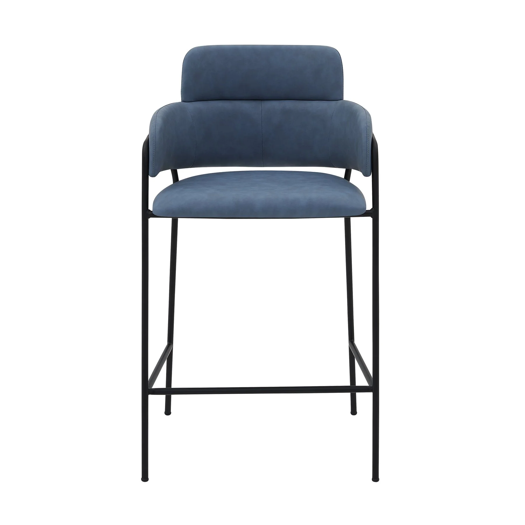 Oshen 26" Blue Faux Leather and Metal Counter Height Bar Stool - Image 2