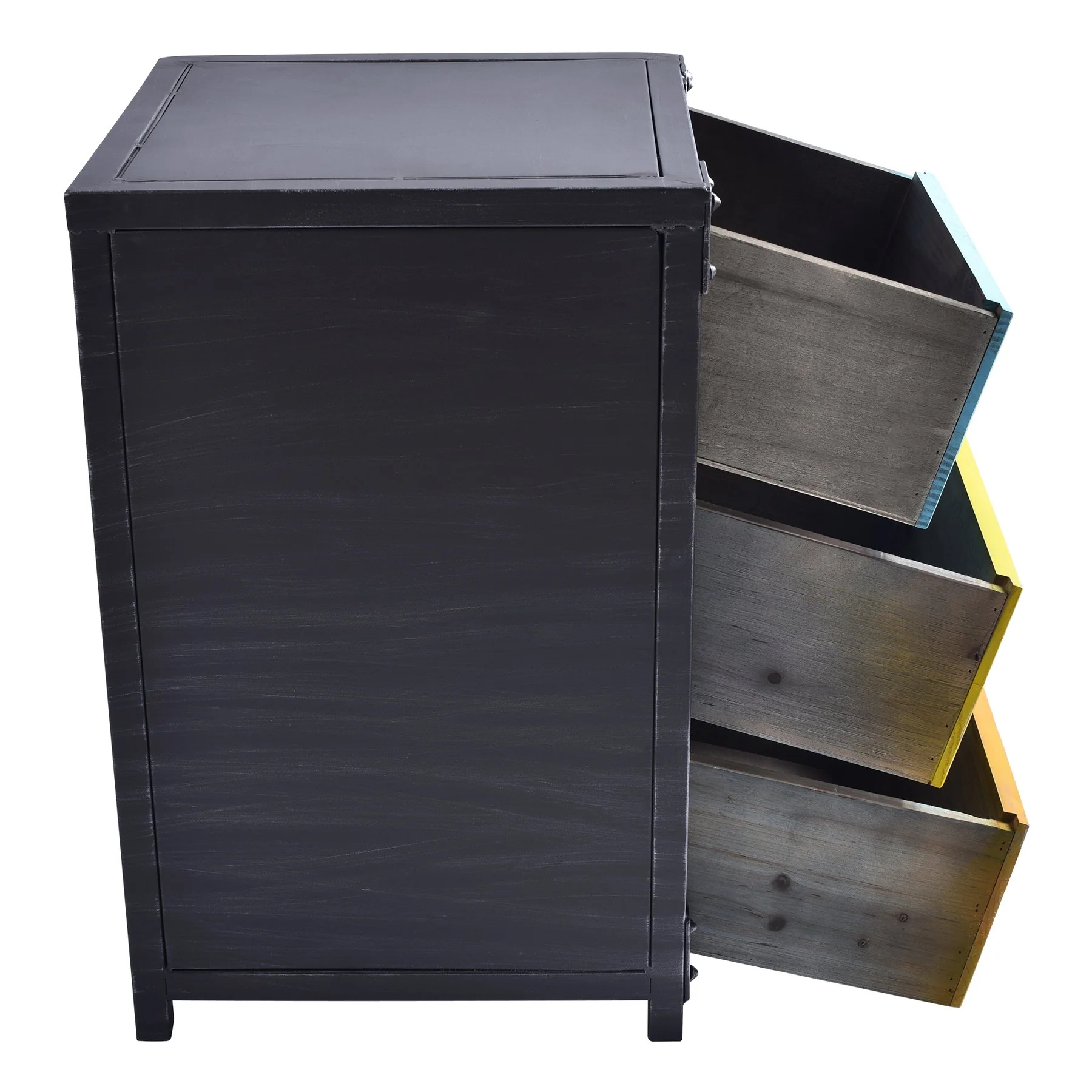 Oskar Industrial 3-Drawer End Table in Industrial Gray and Pine Wood - Image 5