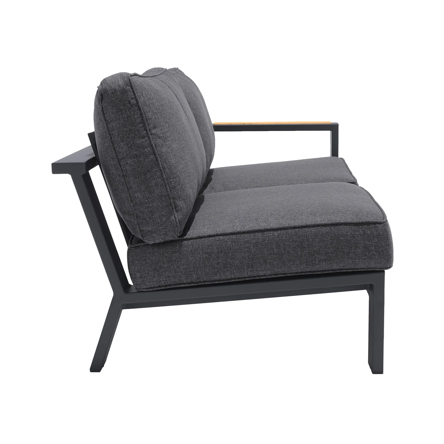 Palau Aluminum and Teak Wood Outdoor Sectional Sofa in Gray - Image 5