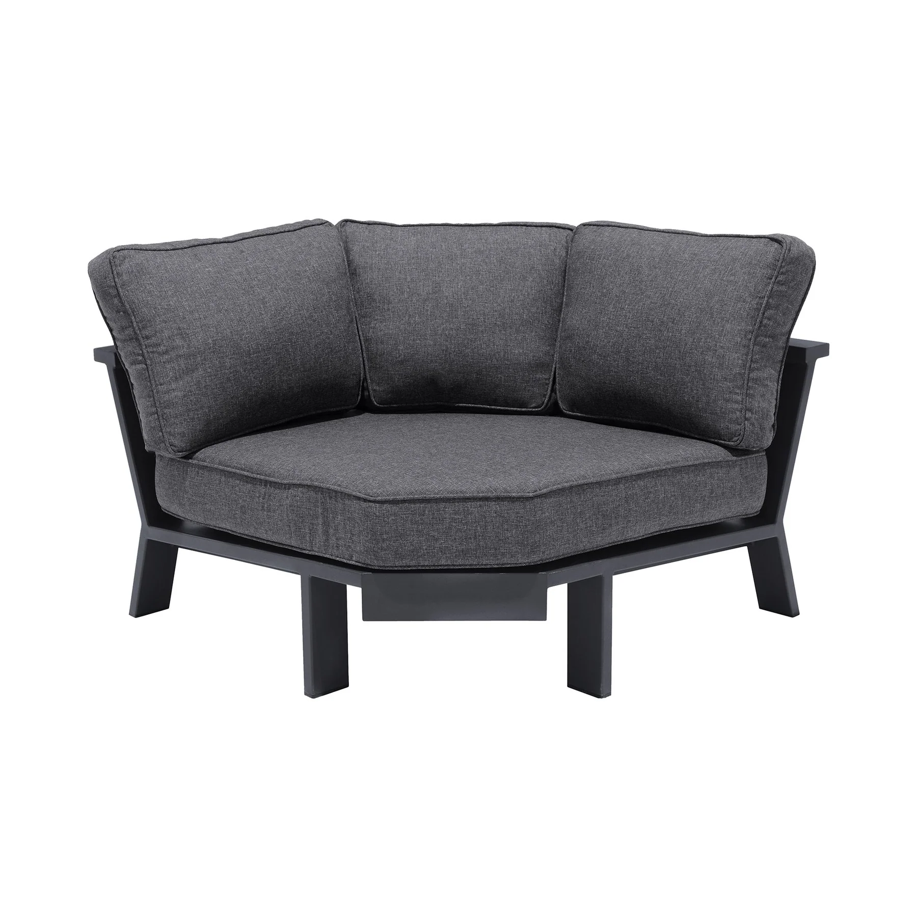 Palau Aluminum and Teak Wood Outdoor Sectional Sofa in Gray - Image 6