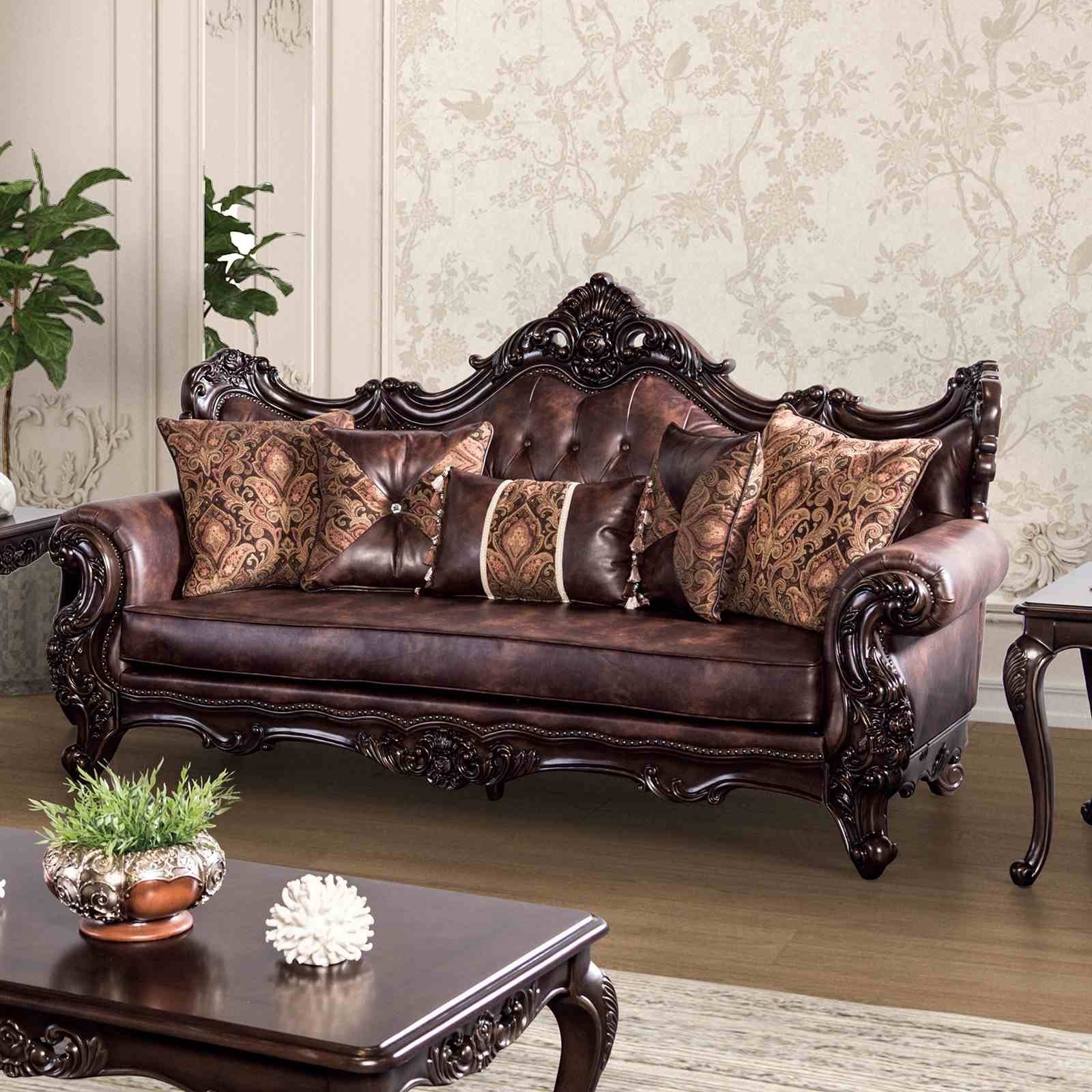 Palencia Sofa, Dark Cherry/Light Brown