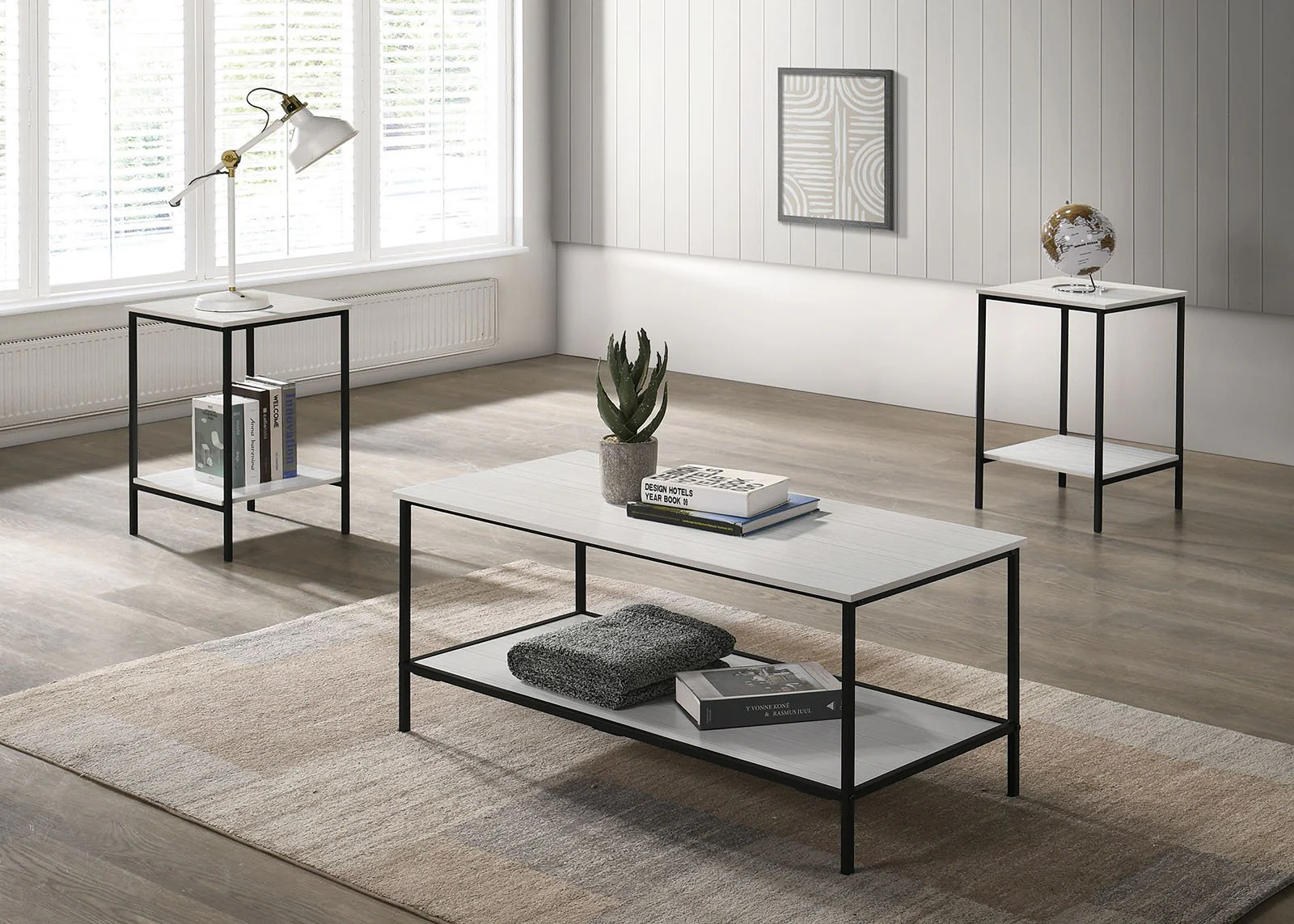 Pallas 3 Pc. Table Set, White