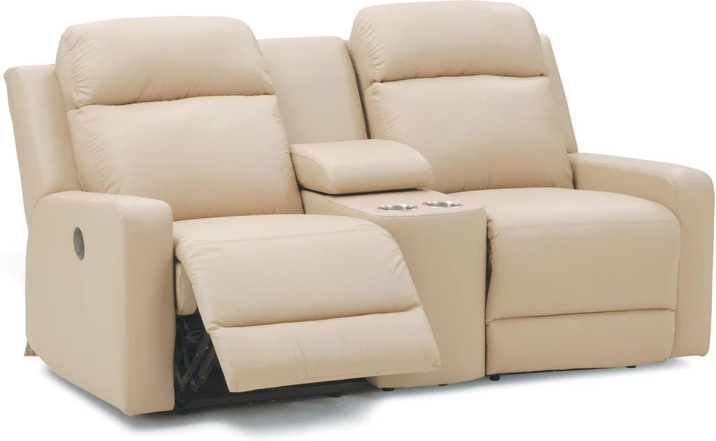 Palliser Furniture Forest Hill Leather Console Loveseat Manual Recliner