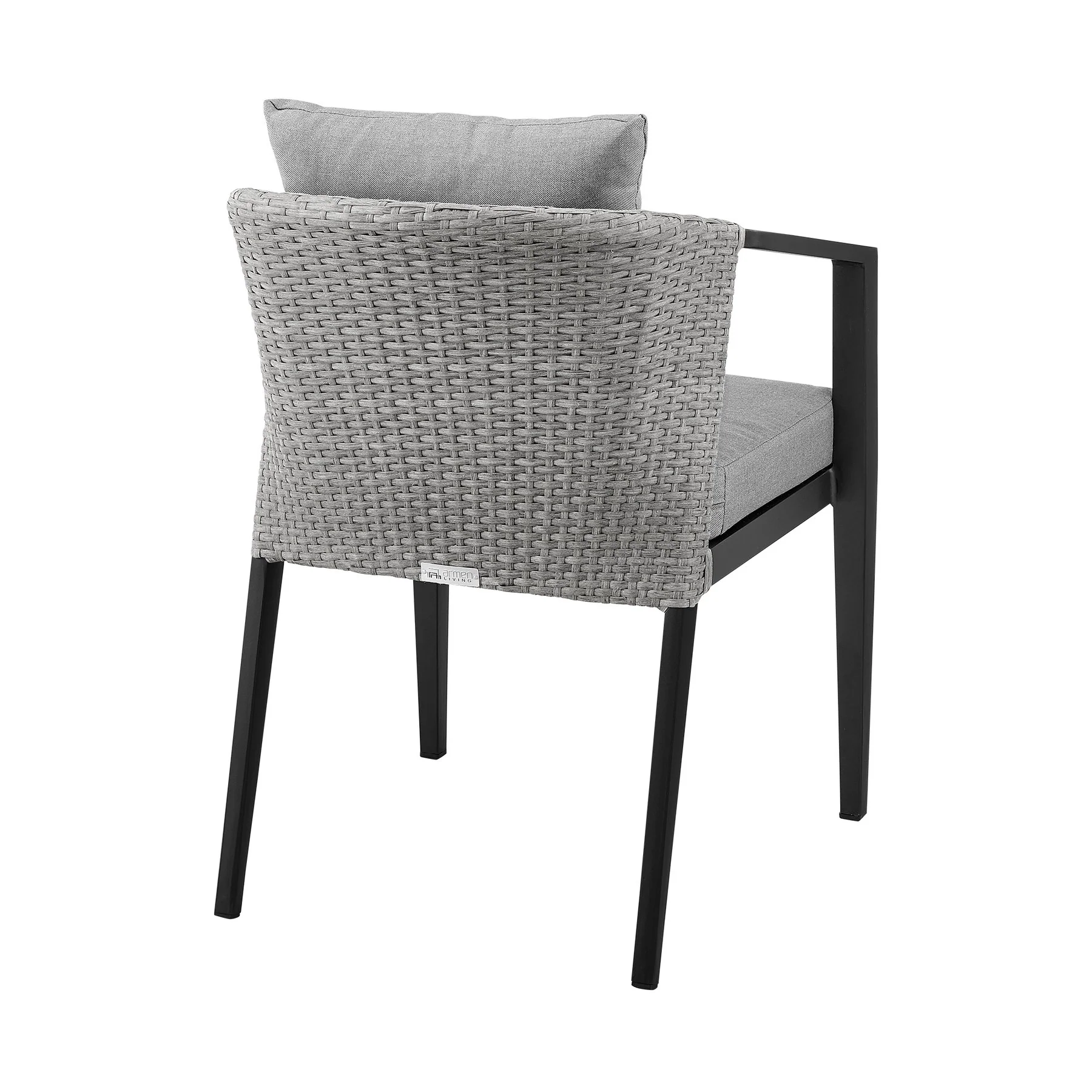 Palma Outdoor Patio Dining Chairs in Aluminum and Wicker with Gray Cushions - Set of 2 - Image 5