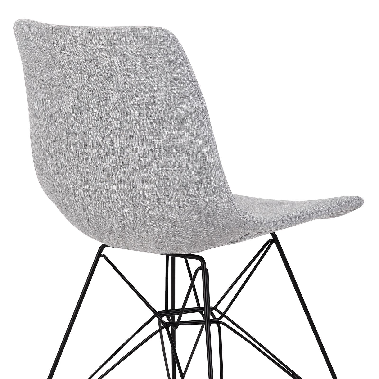 Palmetto Contemporary Dining Chair in Gray Fabric with Black Metal Legs - Image 5