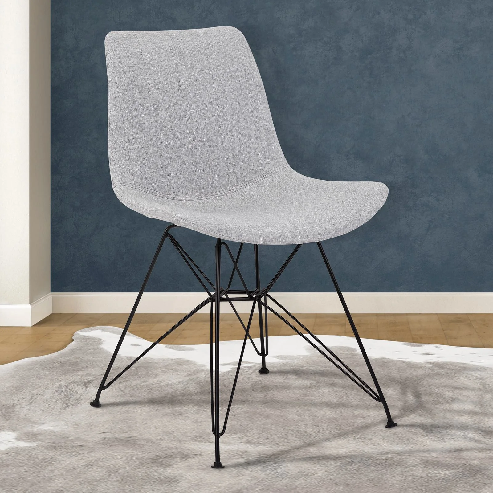 Palmetto Contemporary Dining Chair in Gray Fabric with Black Metal Legs - Image 8