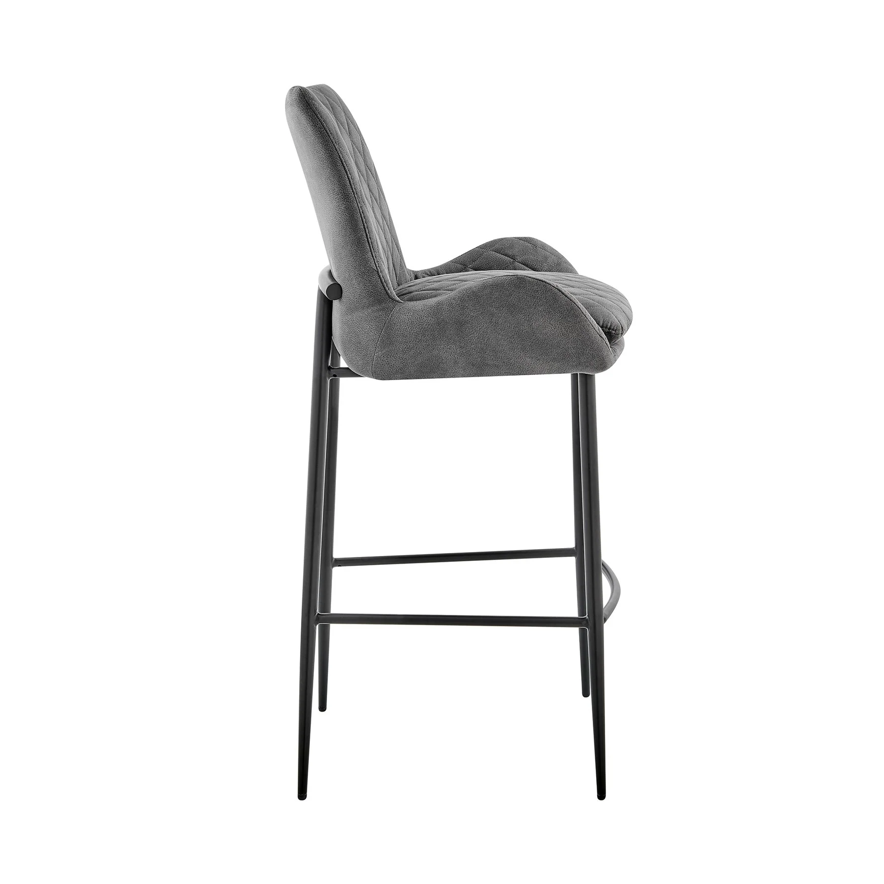 Panama 30" Bar Height Bar Stool in Charcoal Fabric and Black Finish - Image 3