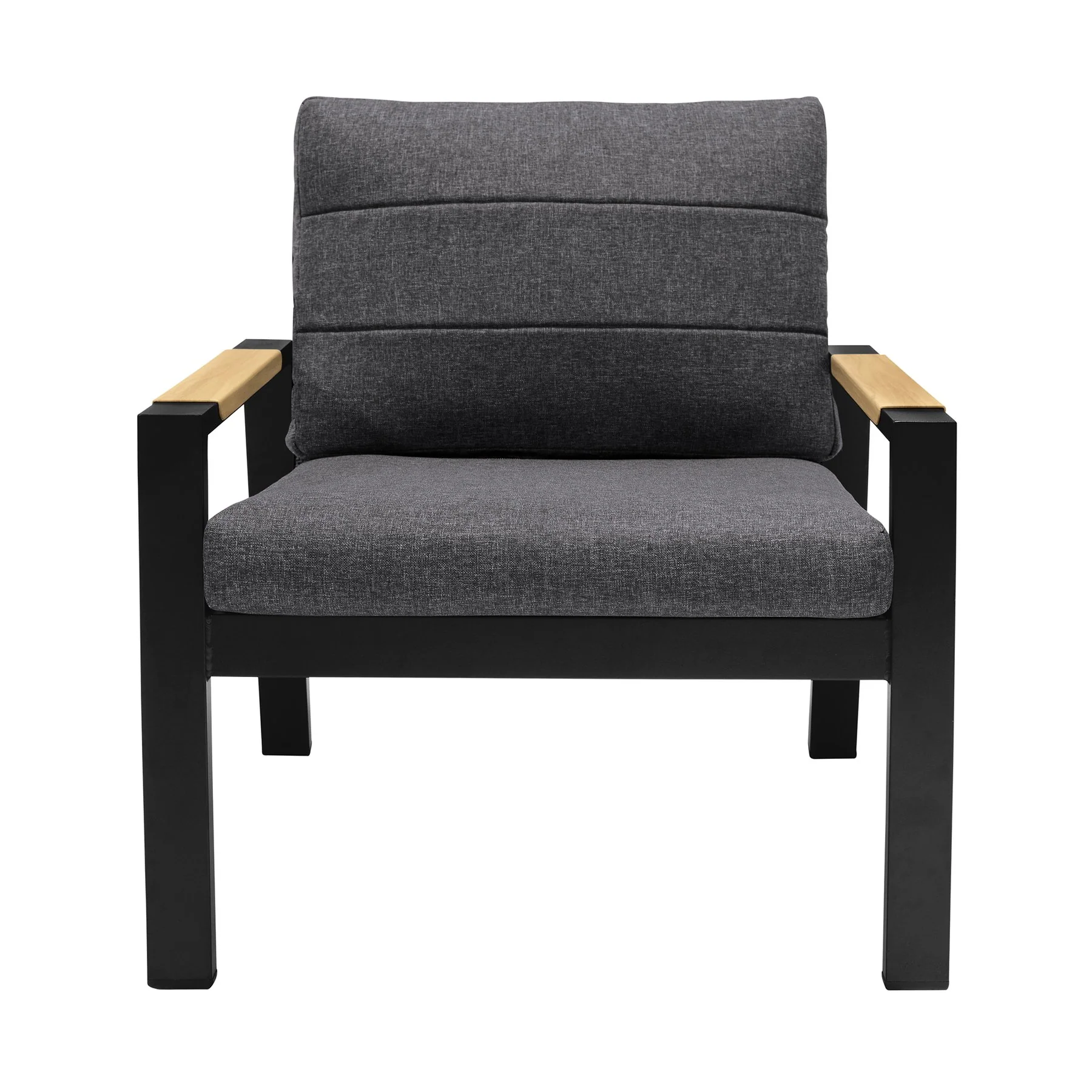 Panama Outdoor 4 Piece Black Aluminum Sofa Seating Set with Dark Gray Olefin - Image 5