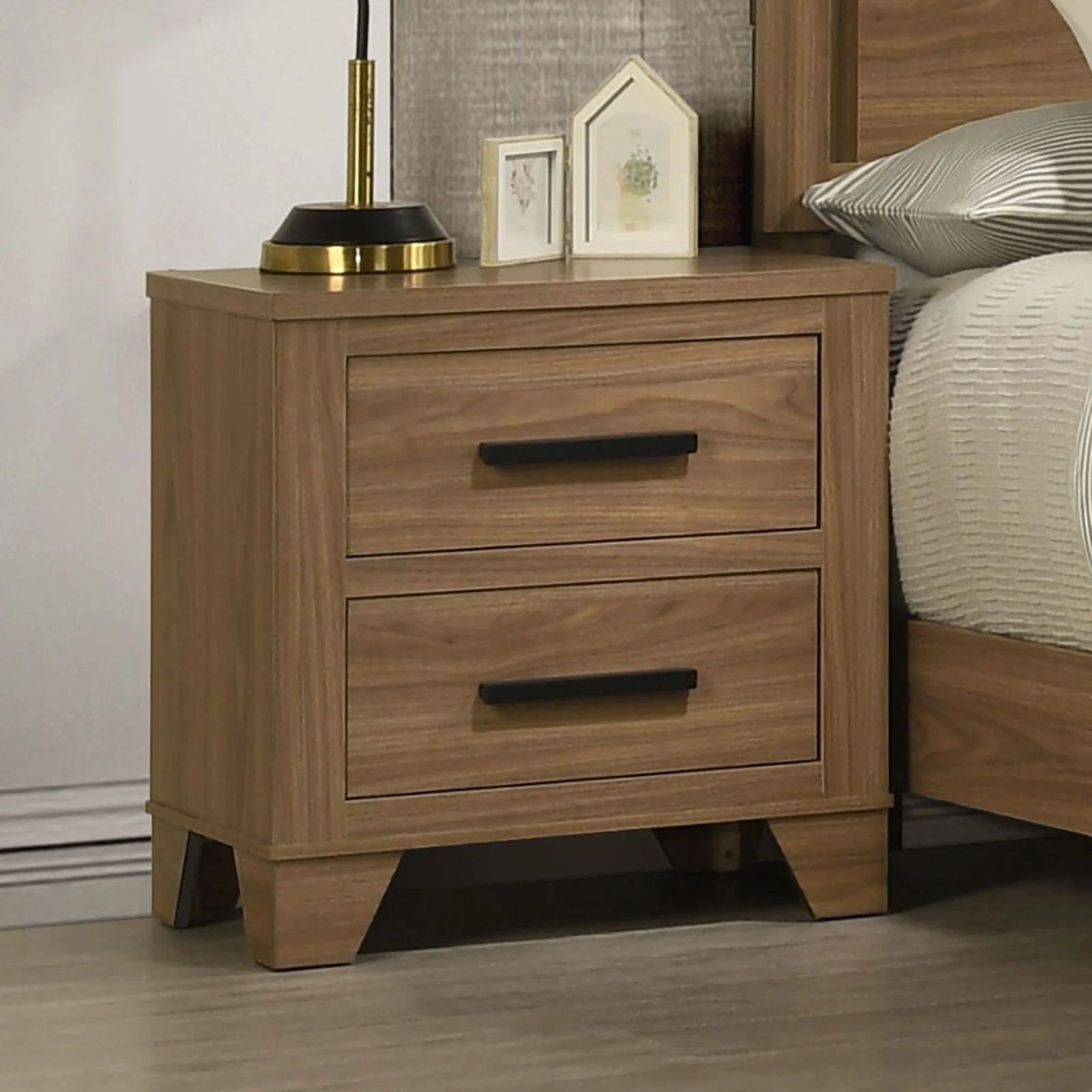 Panelli Nightstand, Chestnut Brown