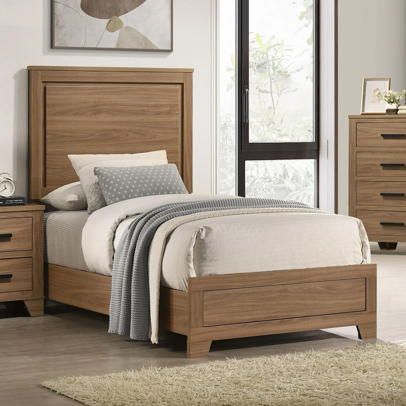 Panelli Twin Bed, Chestnut Brown