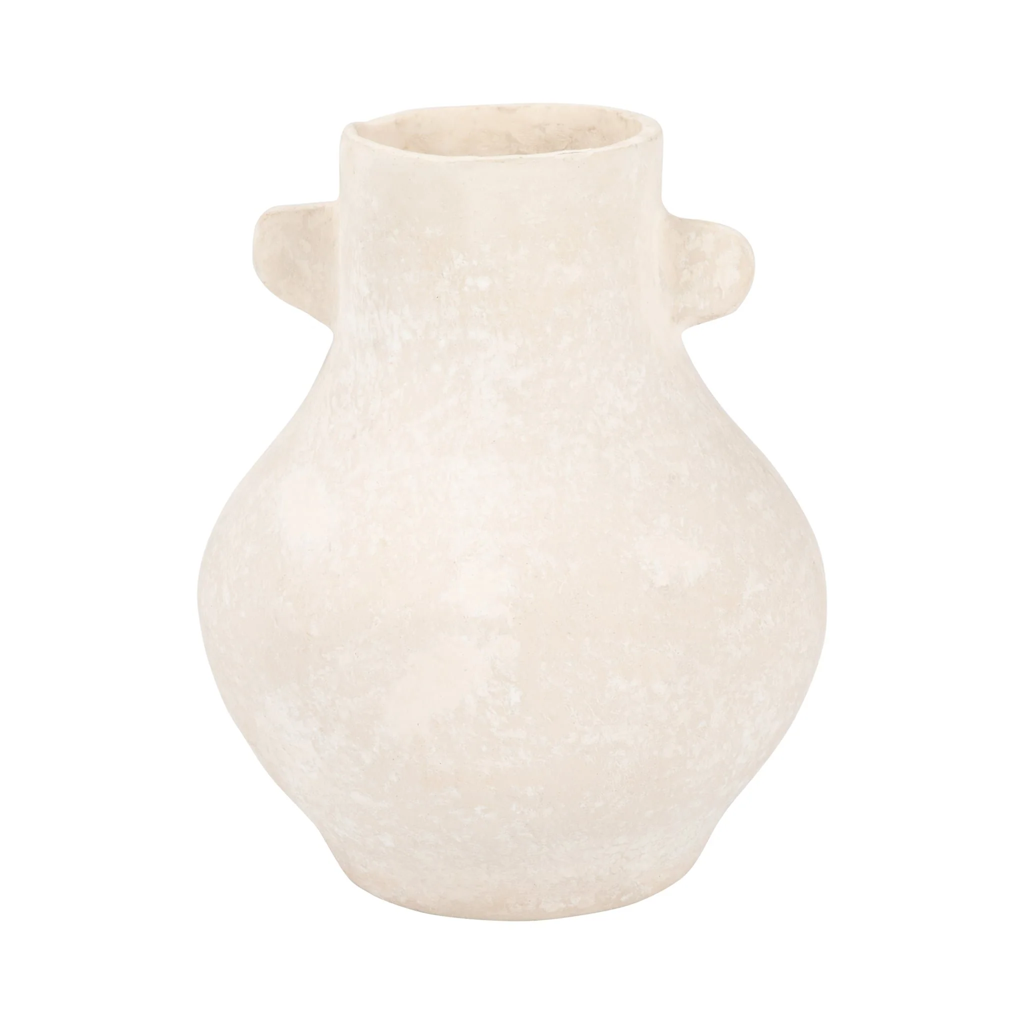 Paper Mache, 10" Eared Vase, Ivory
