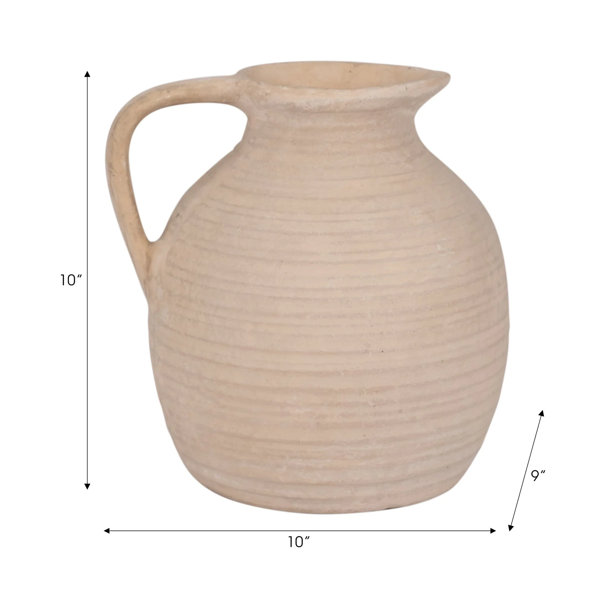 Paper Mache, 10" Pitcher, Ivory - Image 9