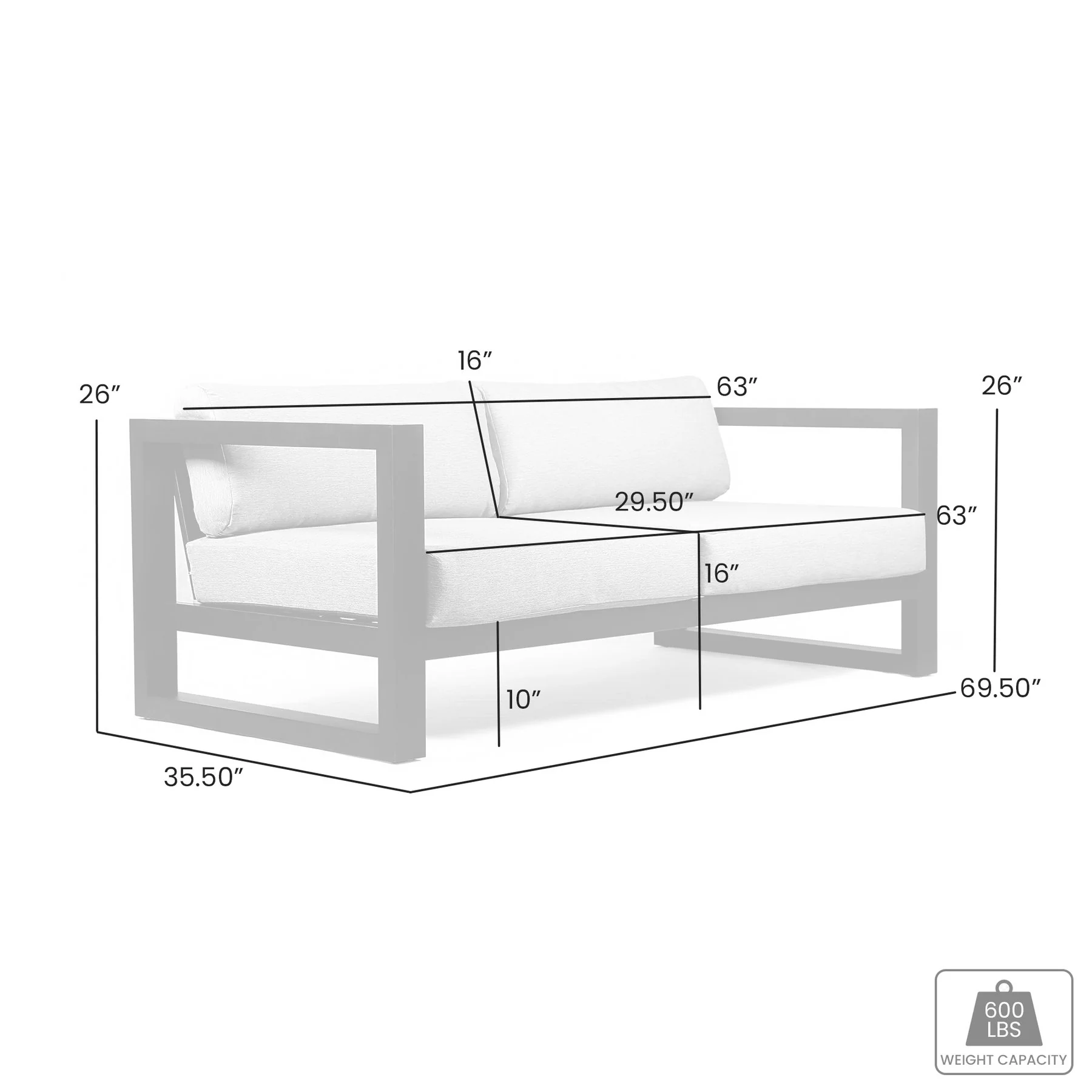 Paradise Outdoor Dark Eucalyptus Wood Sofa with Gray Cushions - Image 8