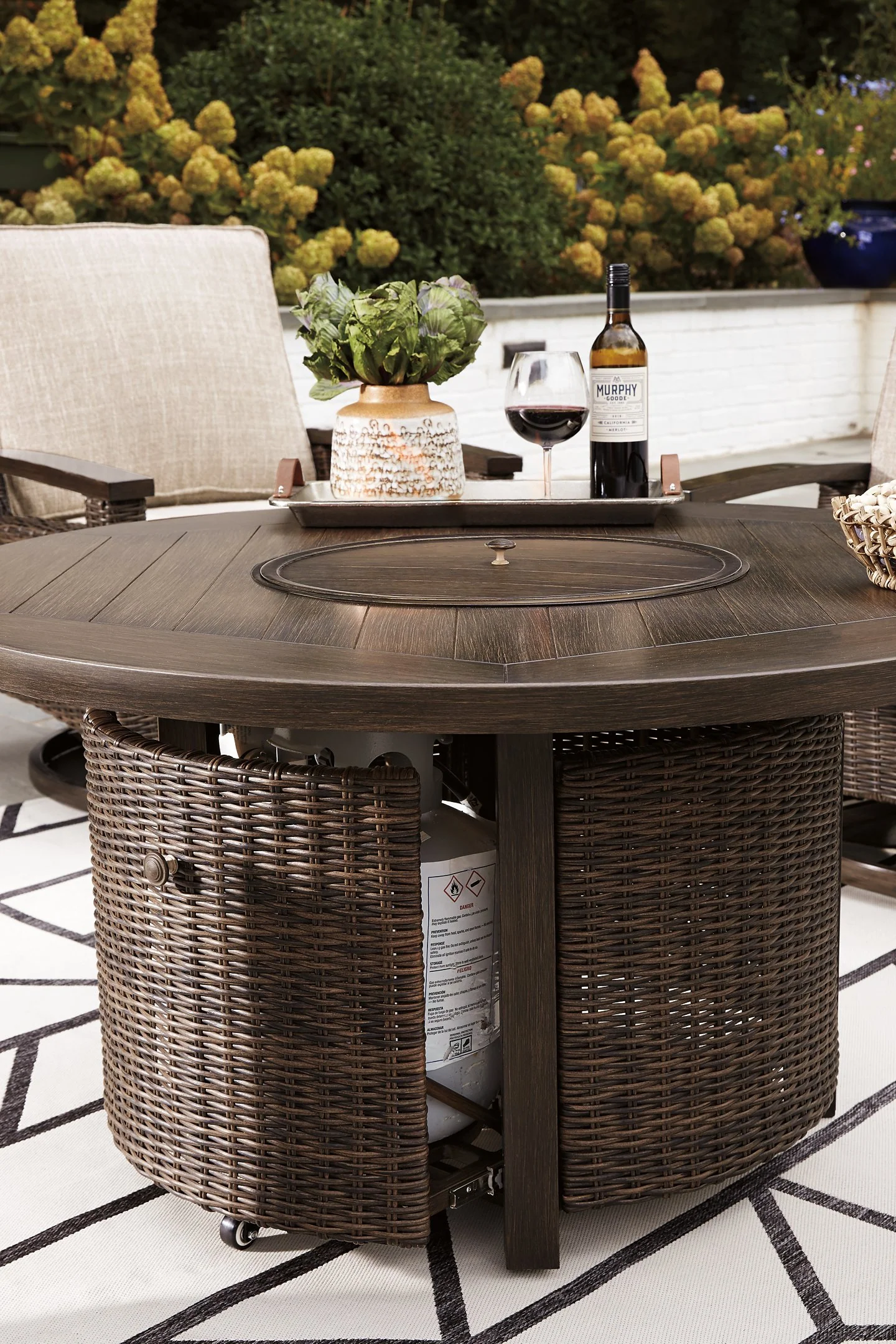 Paradise Trail Paradise Trail Fire Pit Table with 4 Nuvella Swivel Lounge Chairs - Image 6