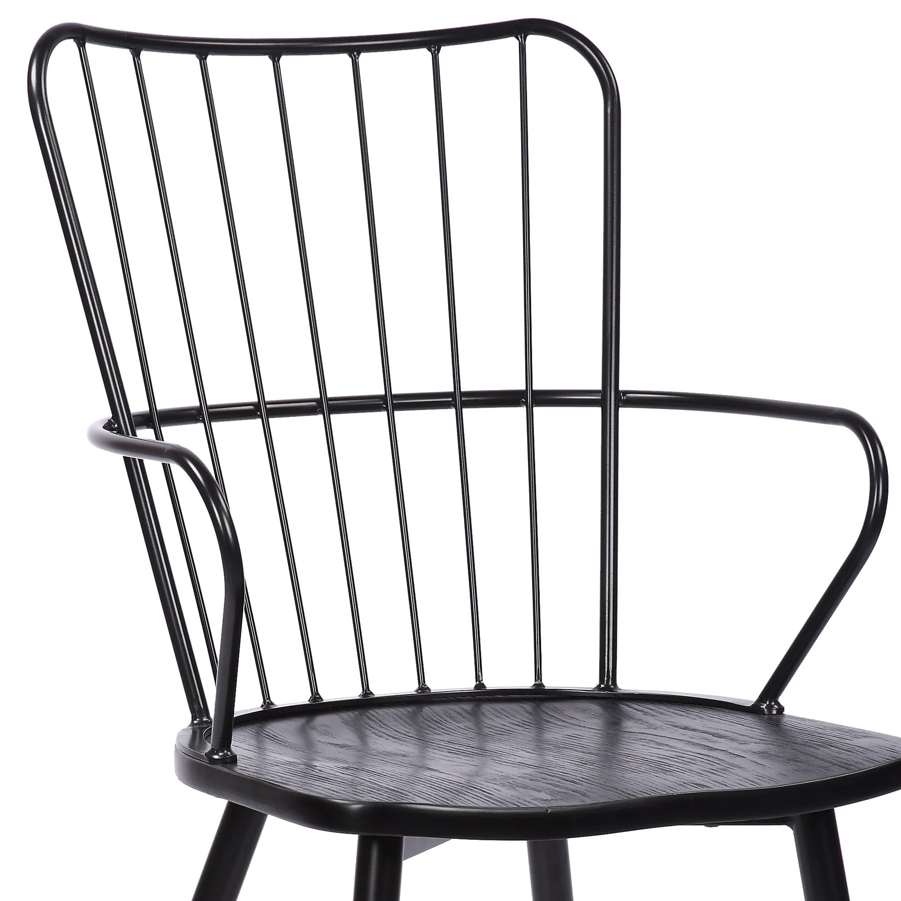 Parisa High Back Steel Framed Side Chair in Black Powder Coated Finish and Black Brushed Wood - Image 6